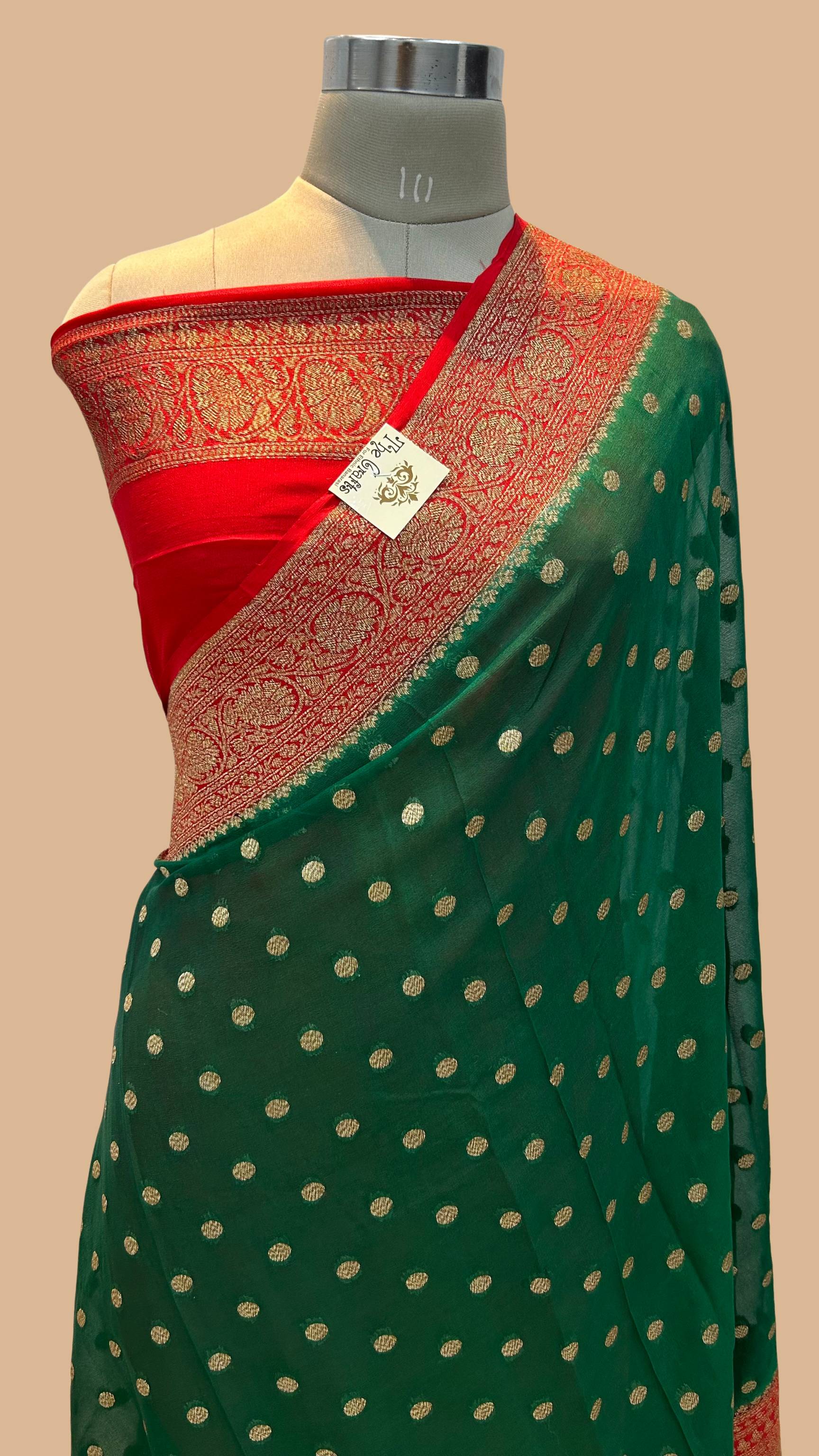 Khaddi Georgette Banarasi Saree - Antique Zari