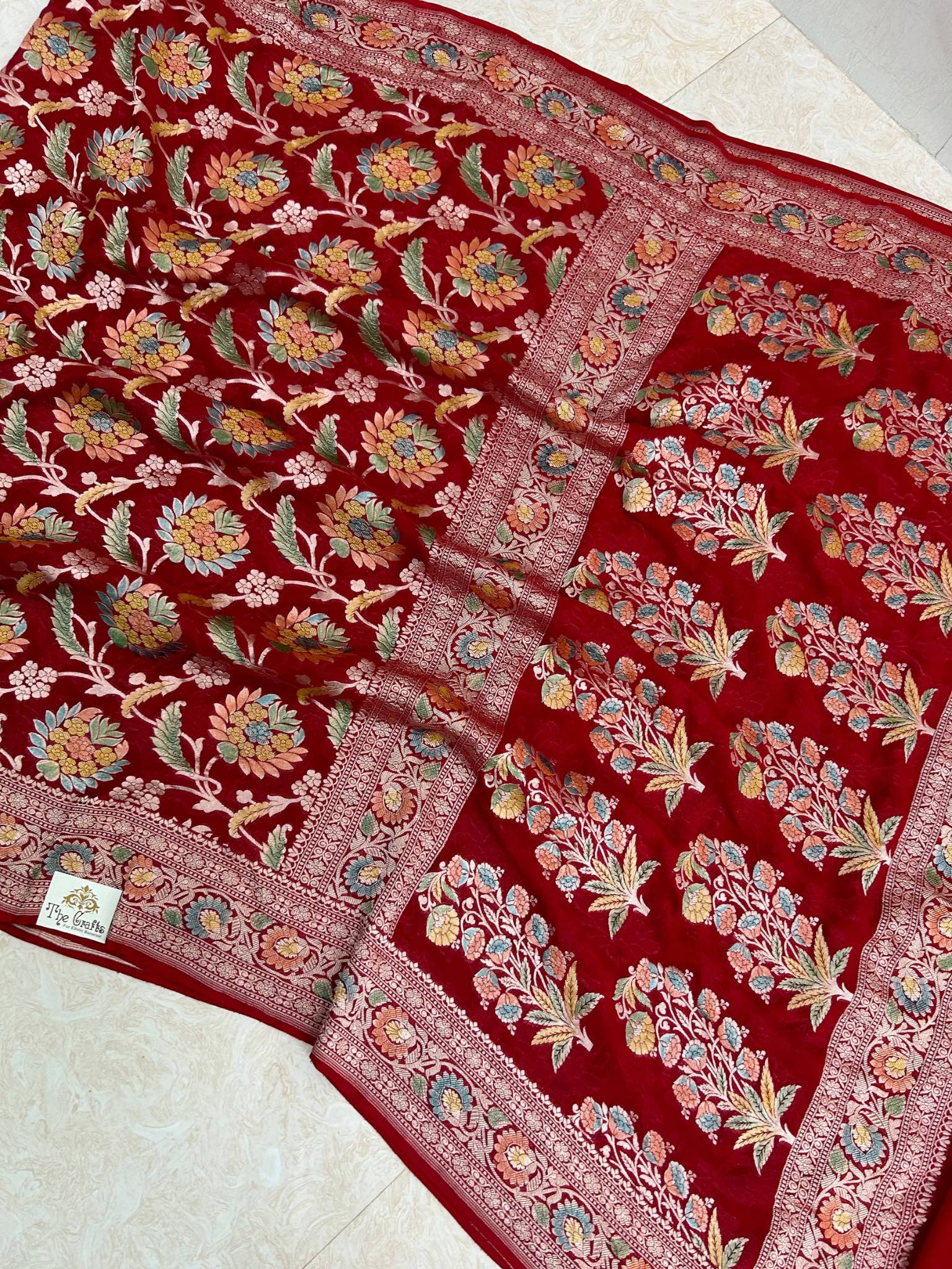 Khaddi Georgette Handloom Banarasi Saree