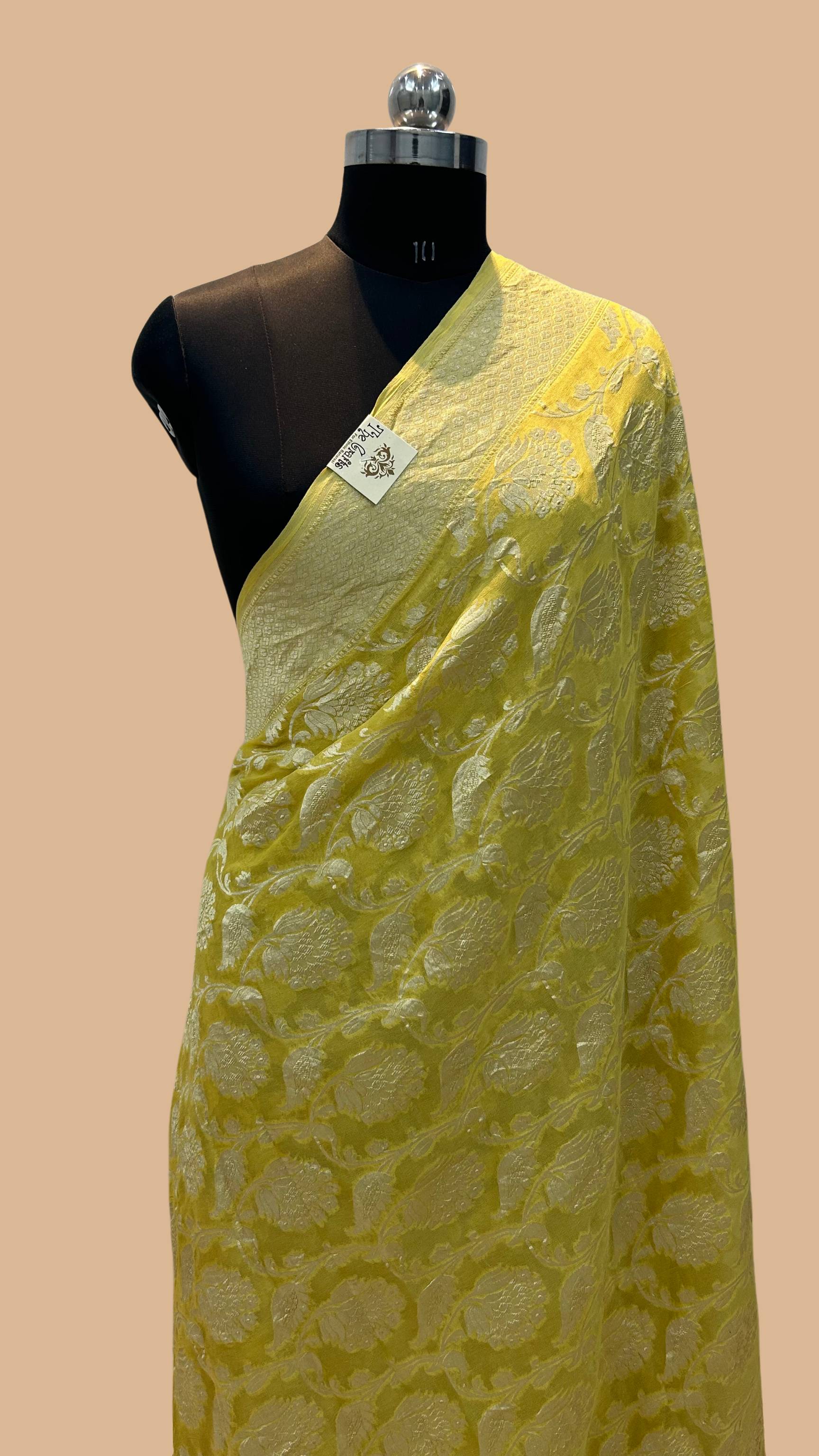 Khaddi Georgette Handloom Banarasi Saree - Water Zari