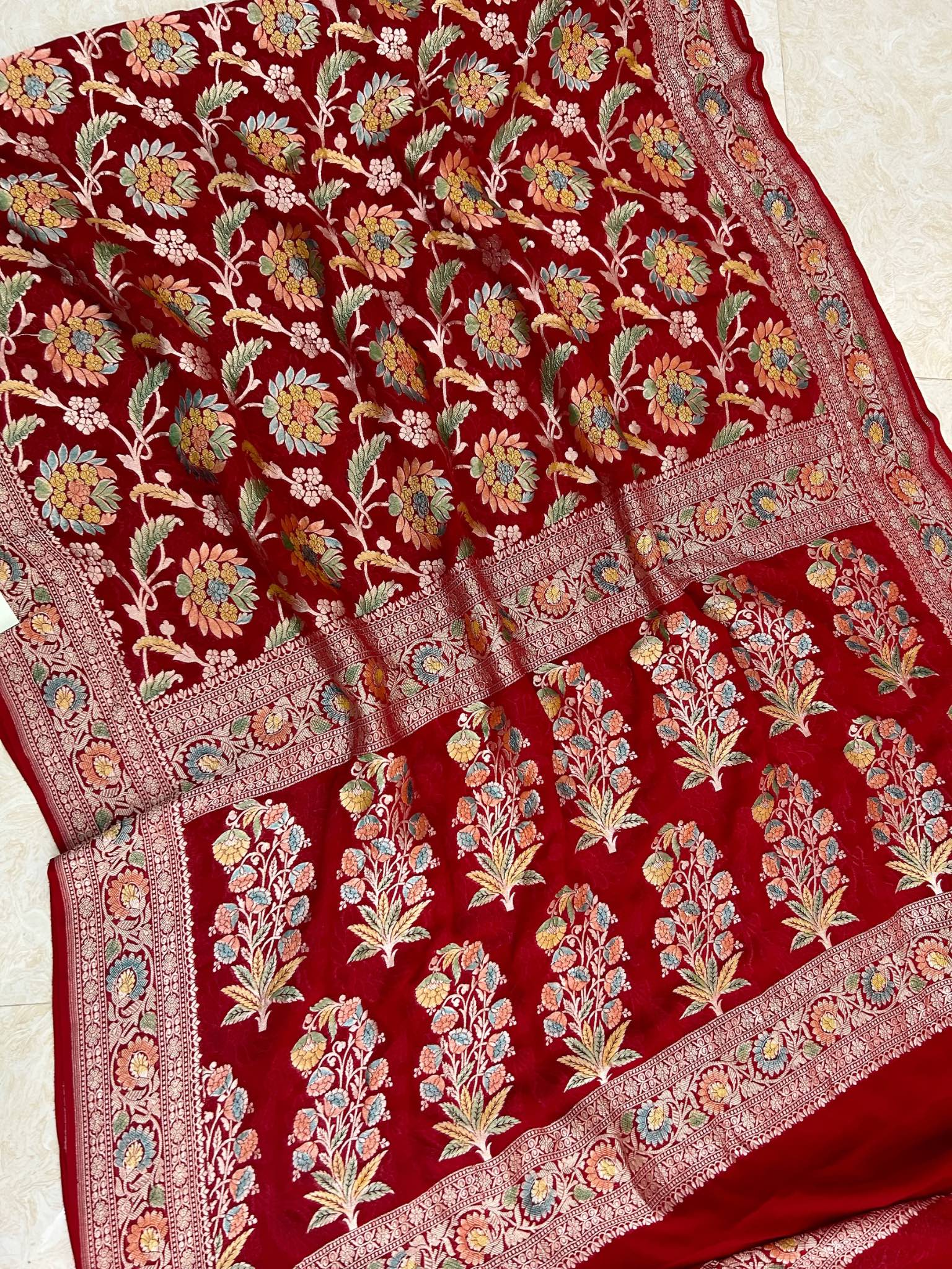 Khaddi Georgette Handloom Banarasi Saree