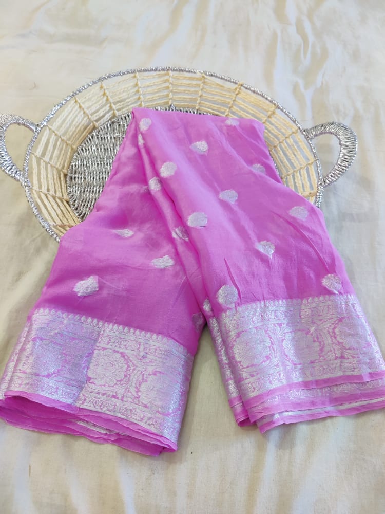 Pure Khaddi Chiffon Banarasi Saree