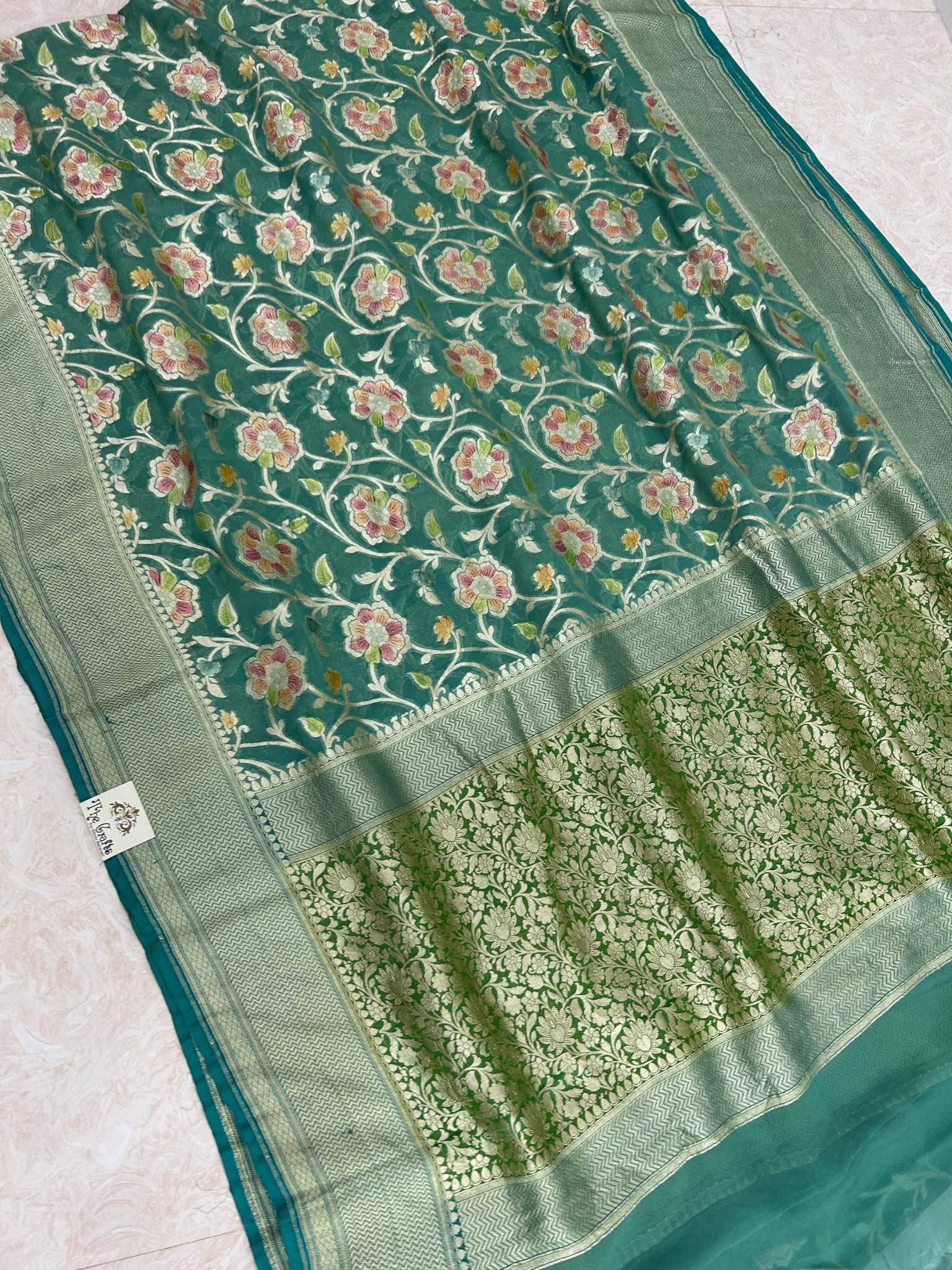 Khaddi Georgette Handloom Banarasi Saree