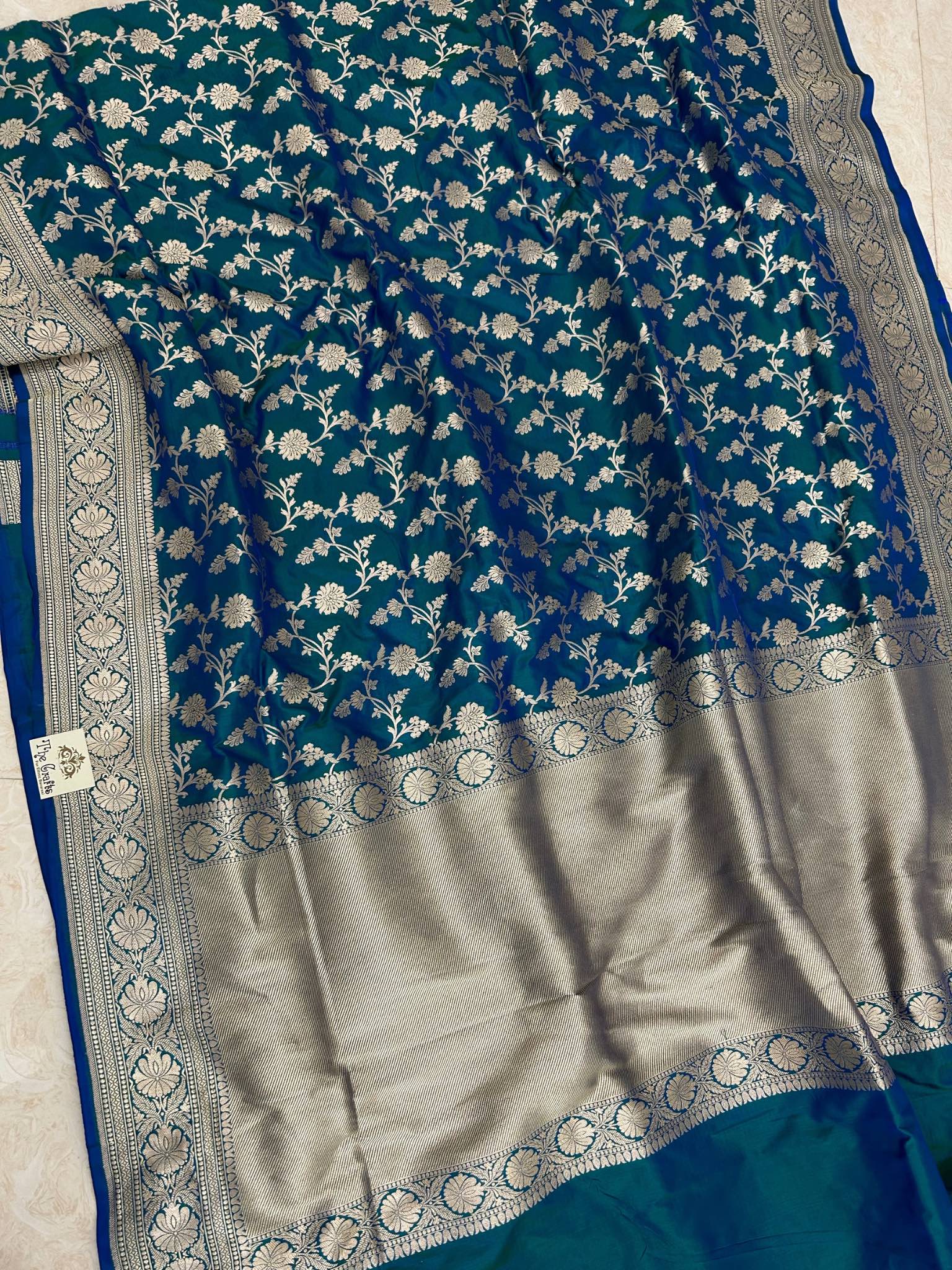 Pure Katan Silk Handloom Banarasi Saree - Jaal work