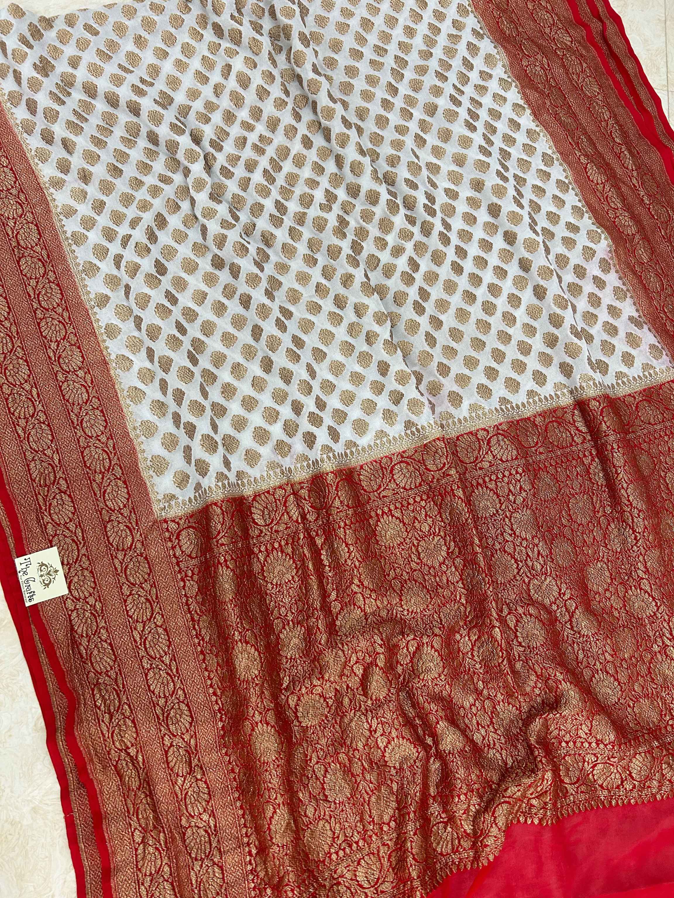 Khaddi Georgette Banarasi Saree - Antique Zari