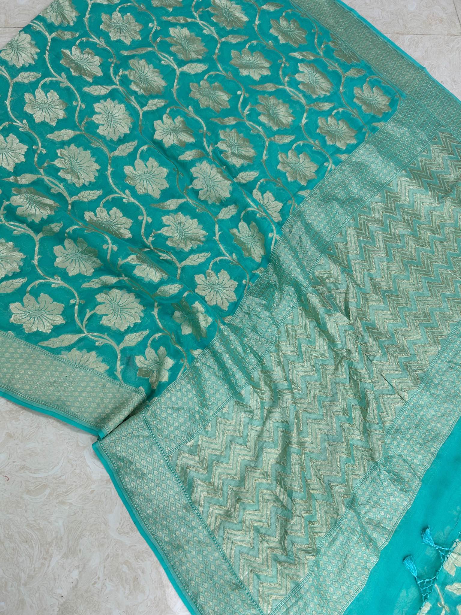 Khaddi Georgette Handloom Banarasi Saree