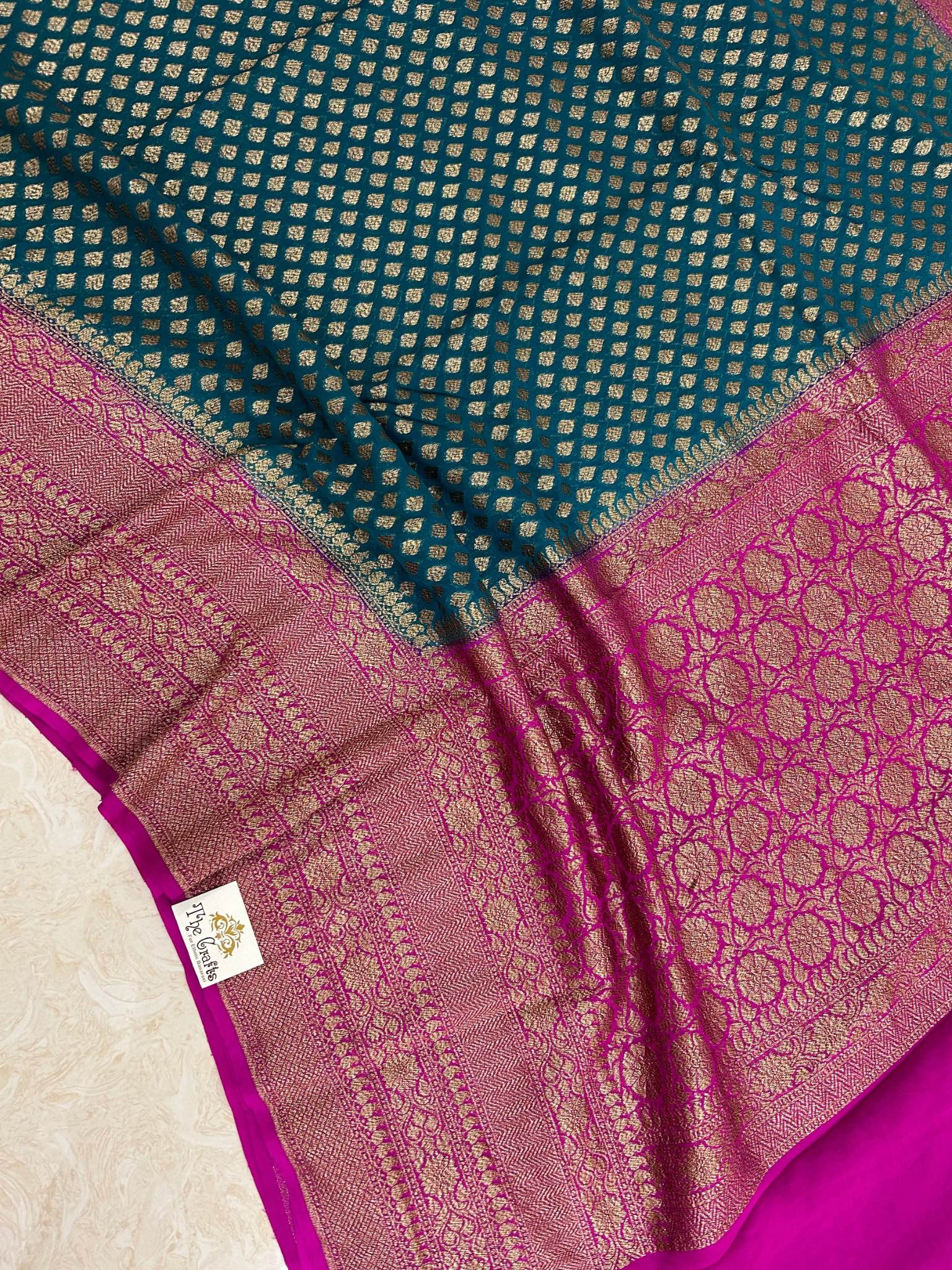 Khaddi Georgette Banarasi Saree - Antique Zari