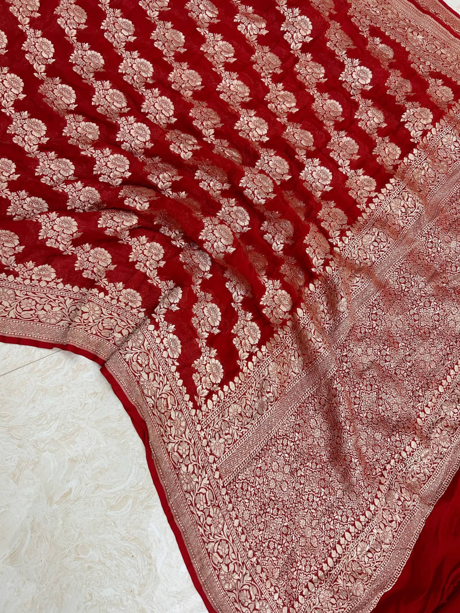 Khaddi Georgette Handloom Banarasi Saree