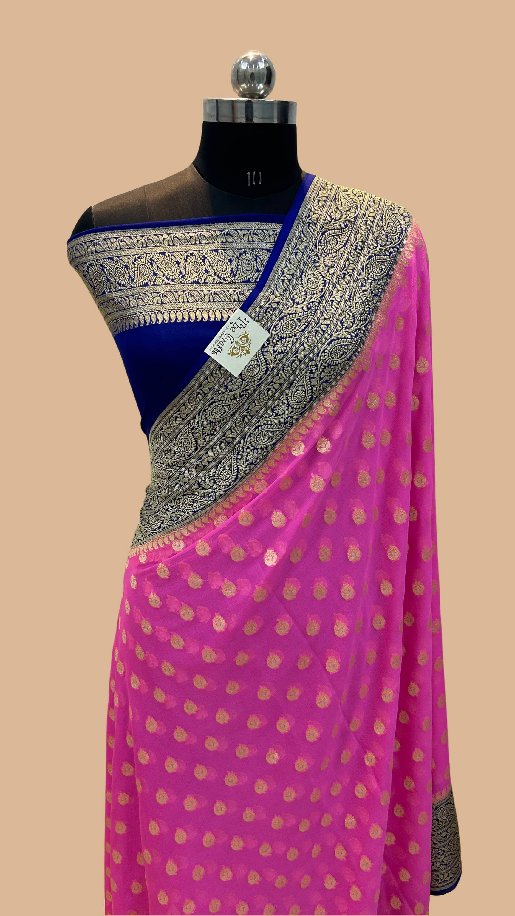 Khaddi Georgette Handloom Banarasi Saree - With sona roopa jaal work