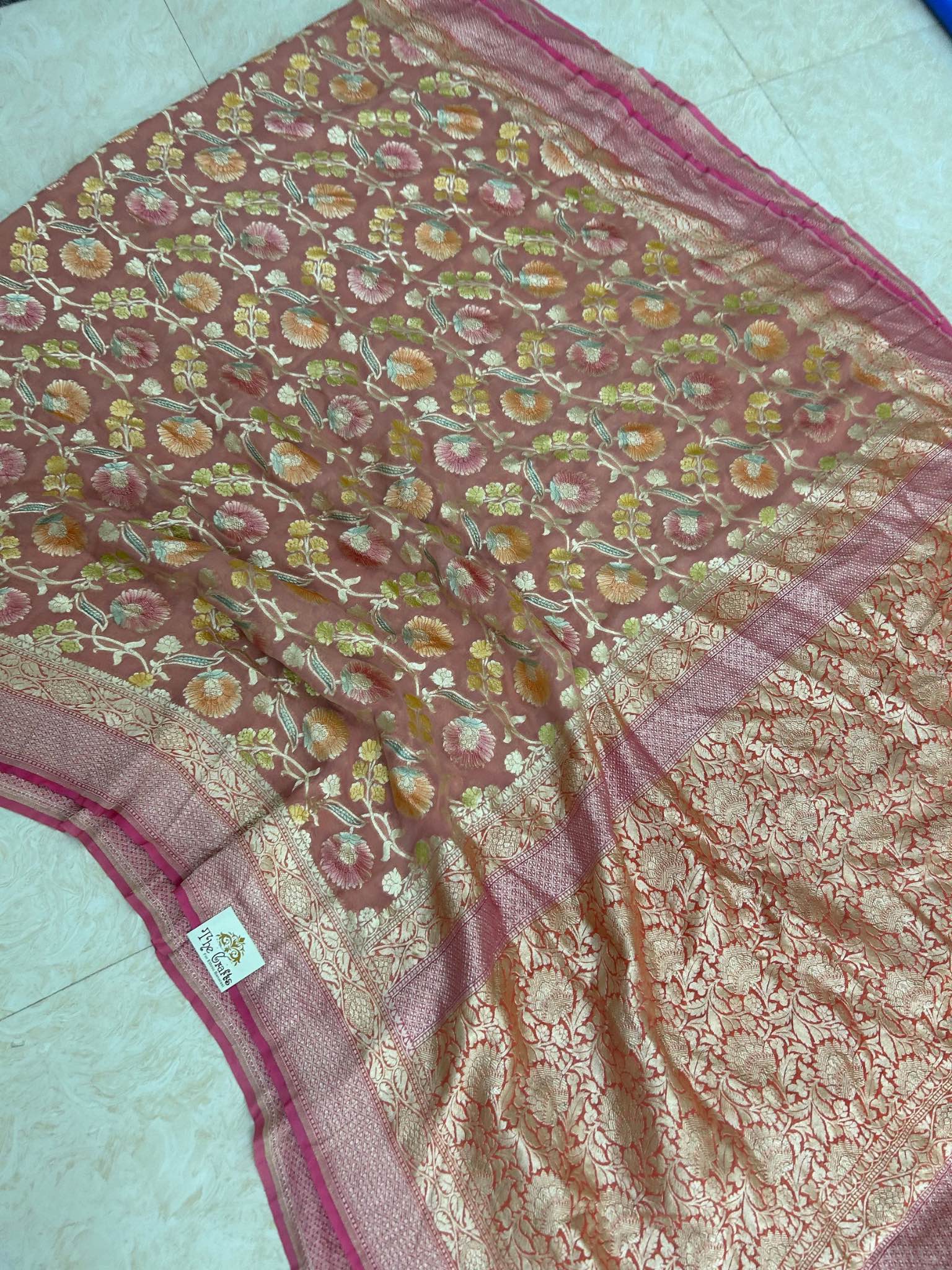 Khaddi Georgette Handloom Banarasi Saree