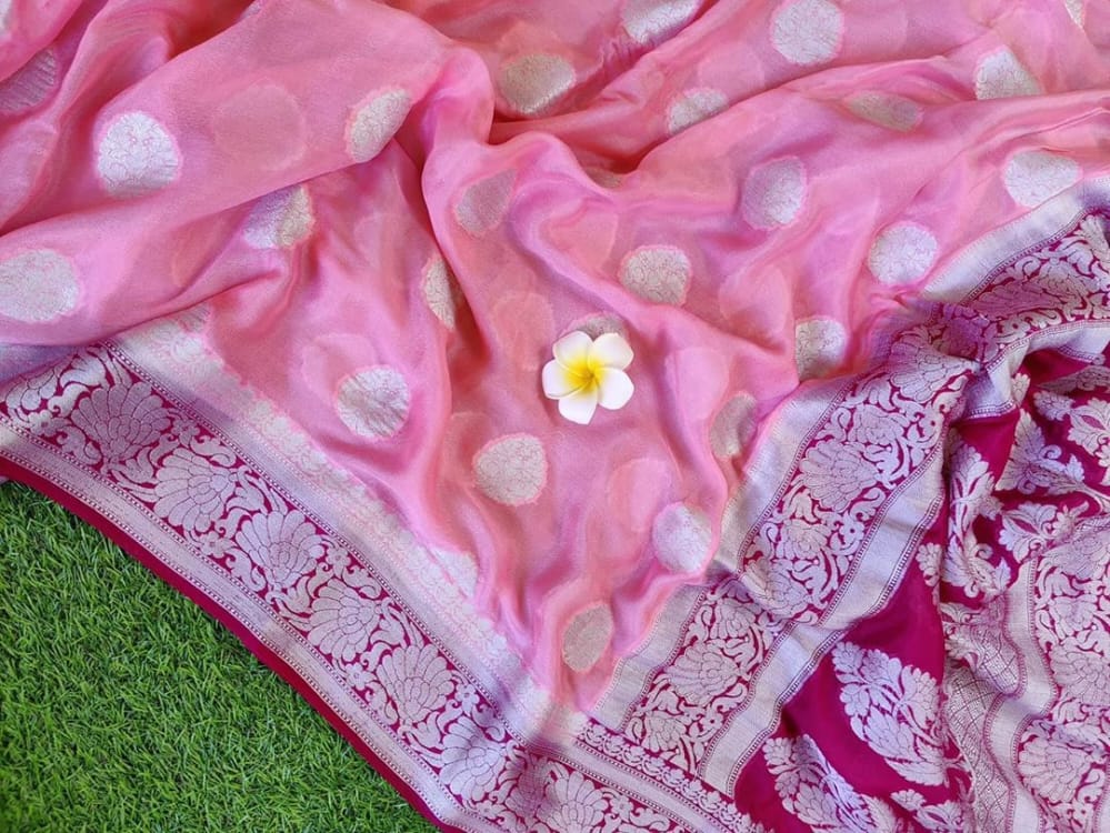 Pure Khaddi Chiffon Banarasi Saree