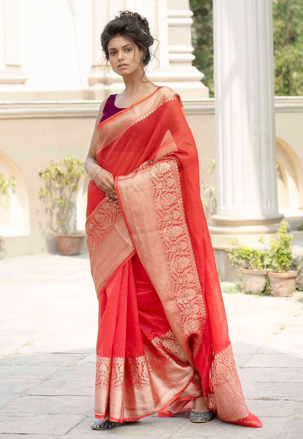 Pure Linen Banarasi Saree