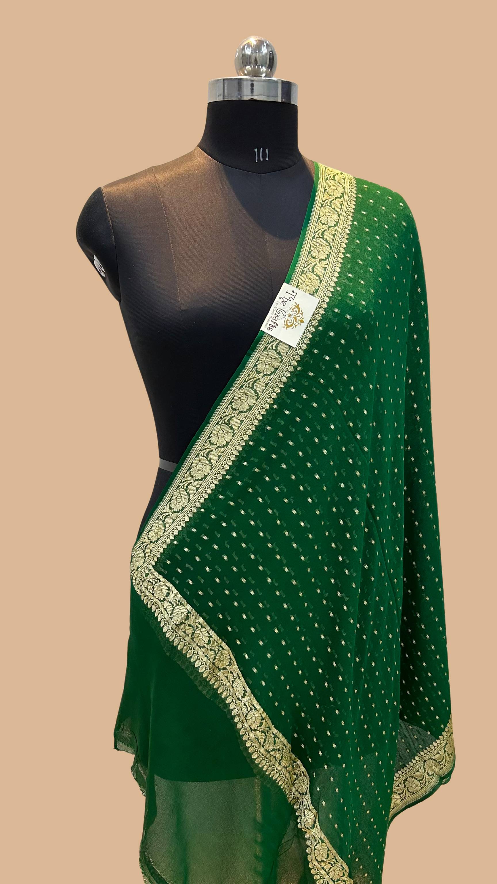 Pure Georgette Banarasi Dupatta - gold zari