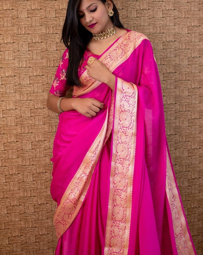 Pure Khaddi Chiffon Banarasi Saree