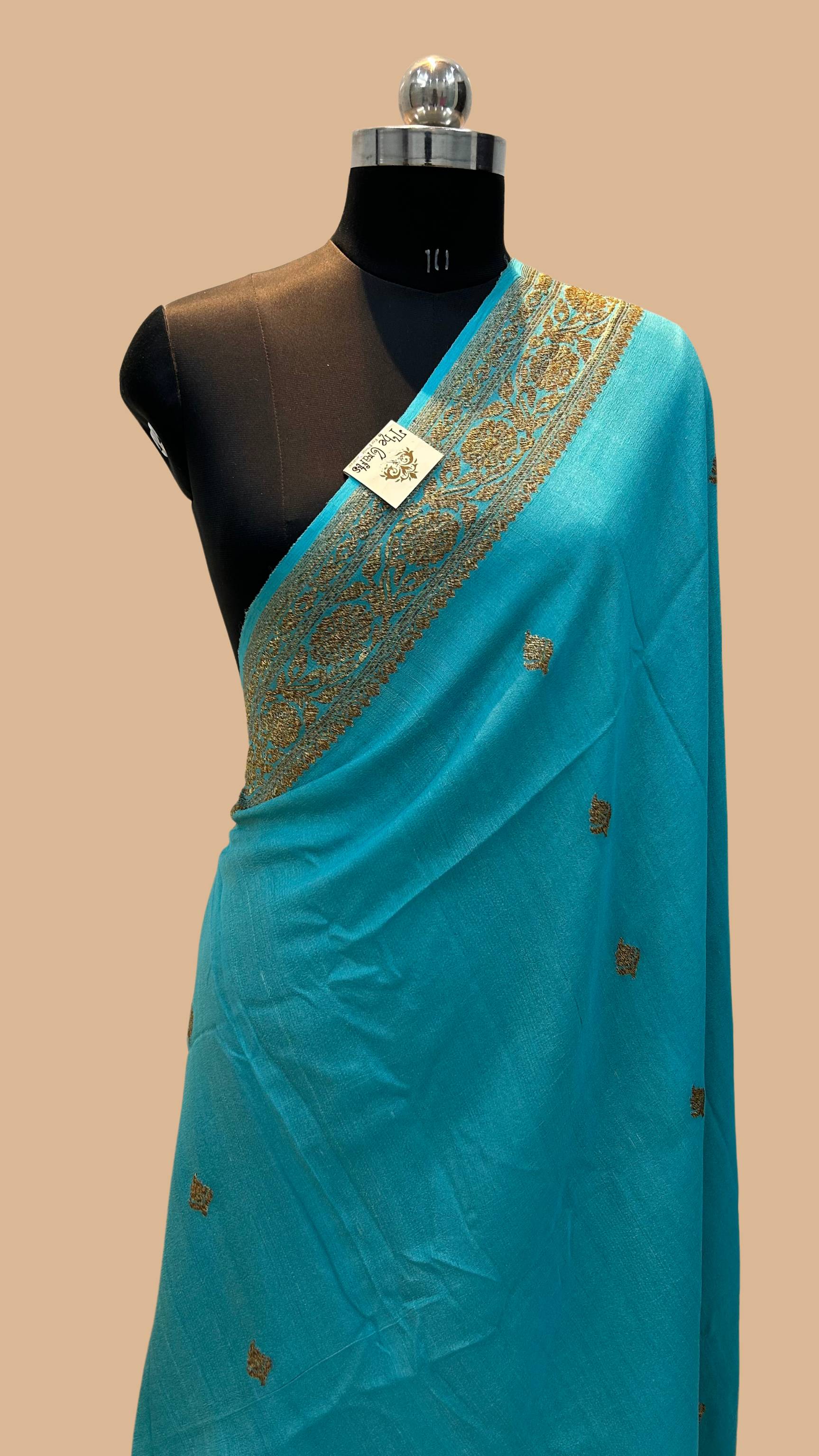 Tussar Georgette Handloom Banarasi Saree - Antique Zari