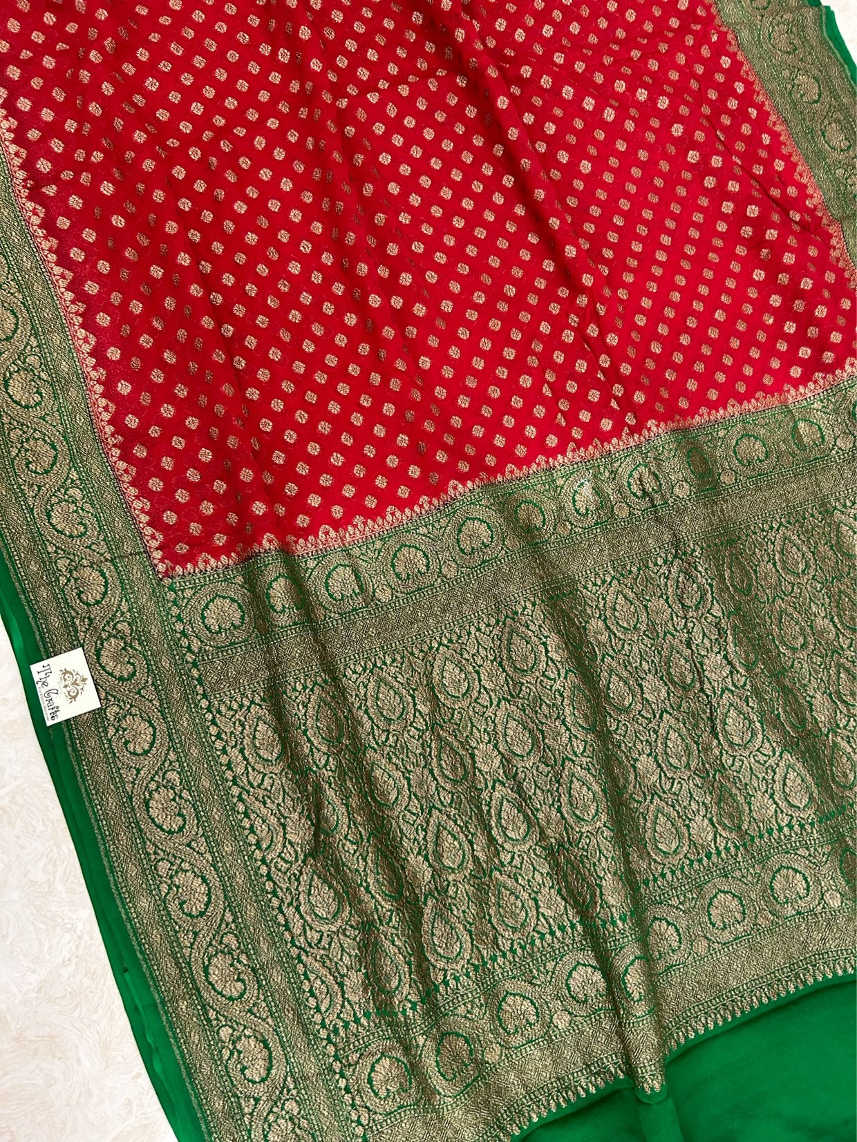 Khaddi Georgette Banarasi Saree - Antique Zari