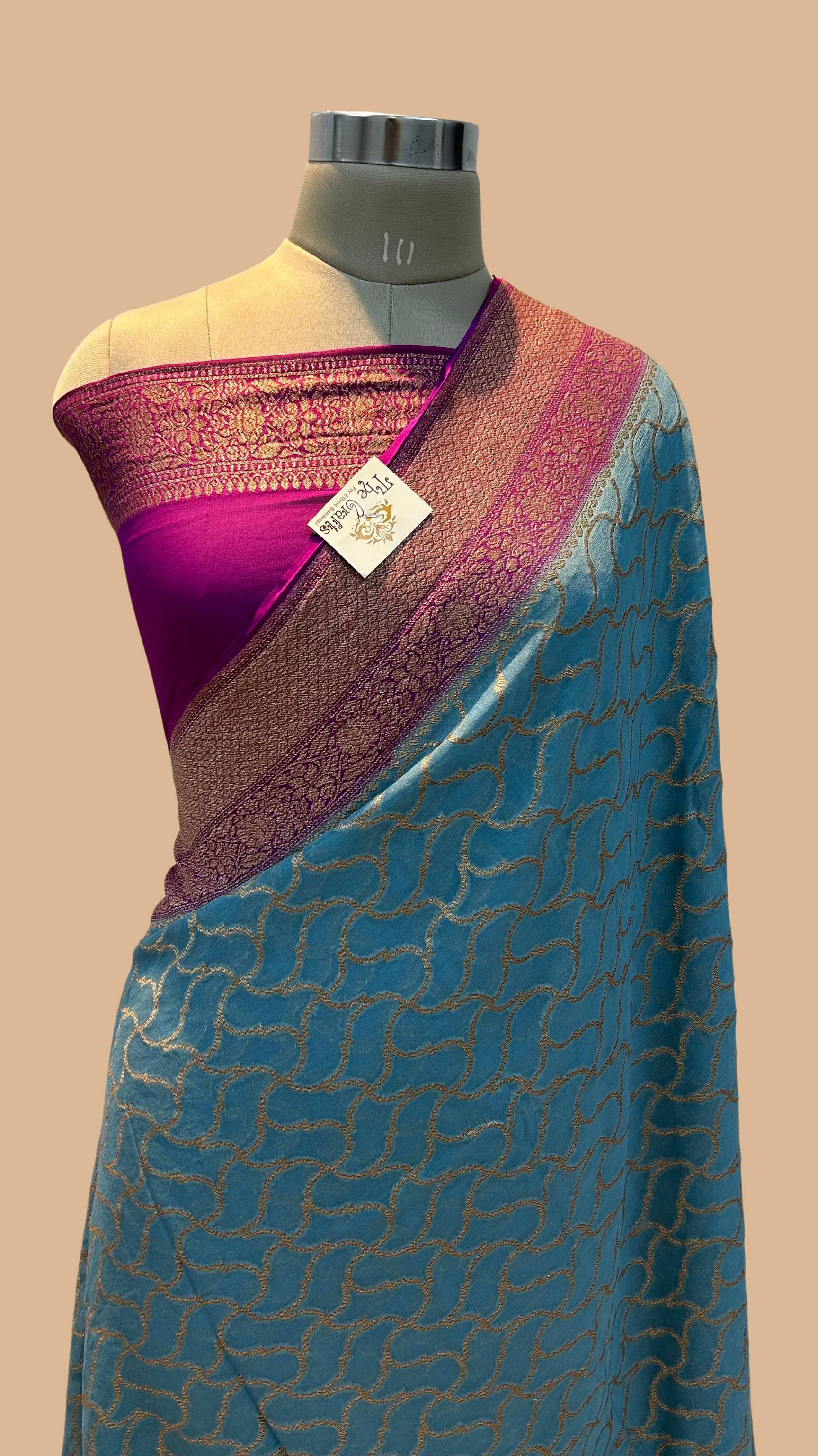 Khaddi Georgette Banarasi Saree - Antique Zari