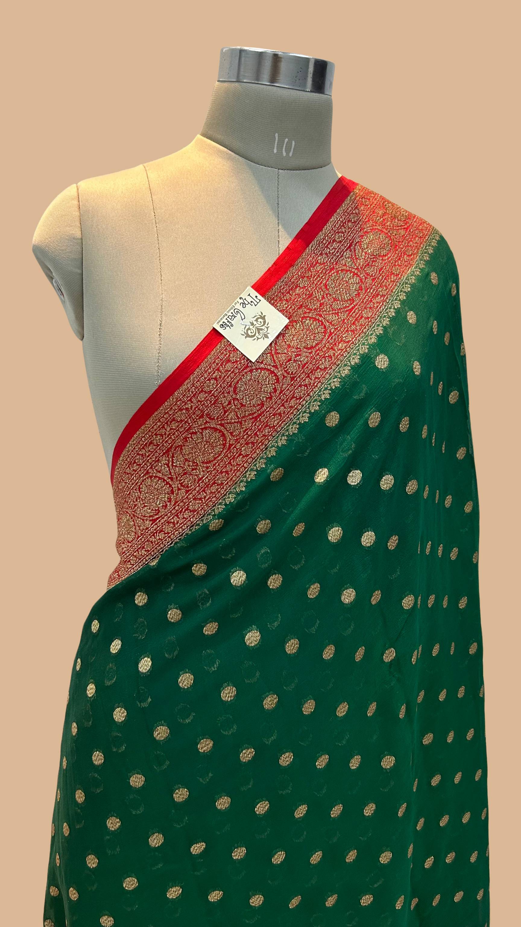 Khaddi Georgette Banarasi Saree - Antique Zari