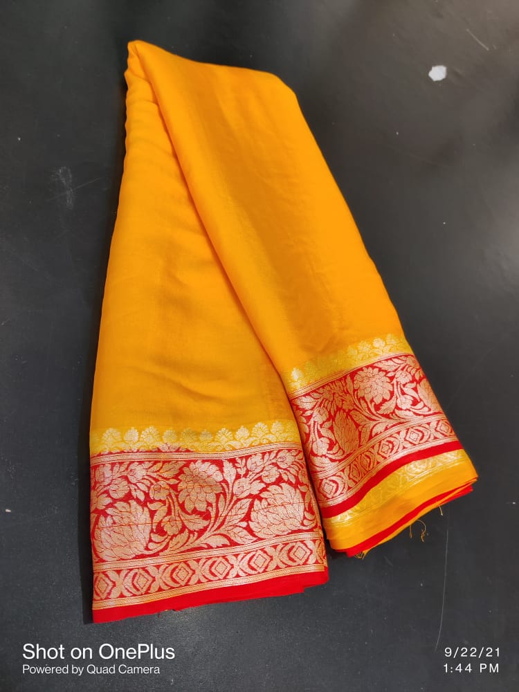 Pure Khaddi Chiffon Banarasi Saree