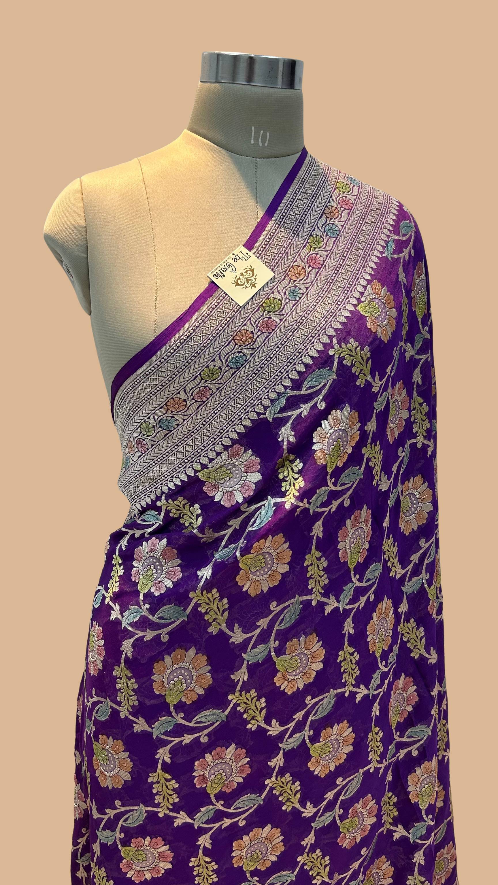 Khaddi Georgette Handloom Banarasi Saree