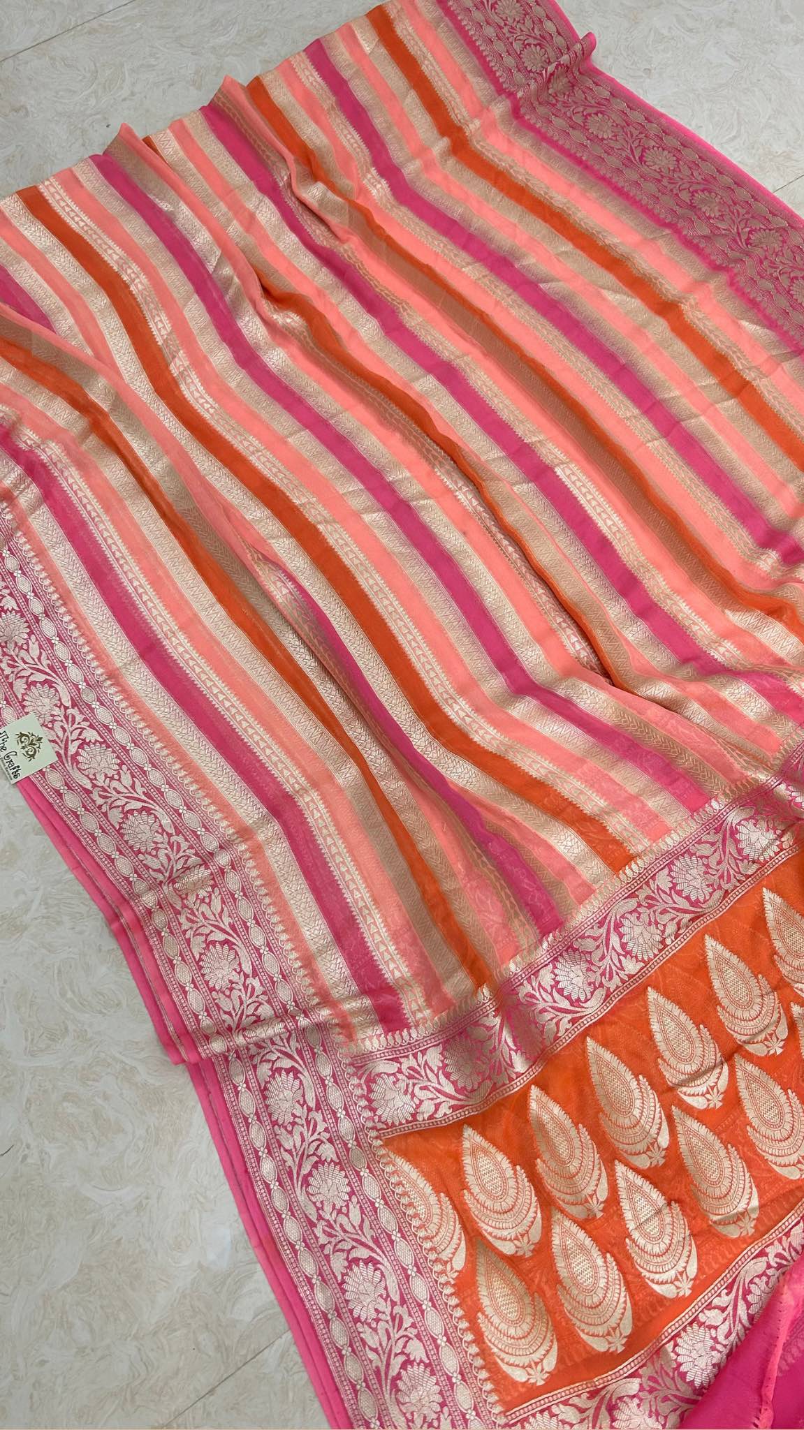 Khaddi Georgette Banarasi Dupatta - Water Zari