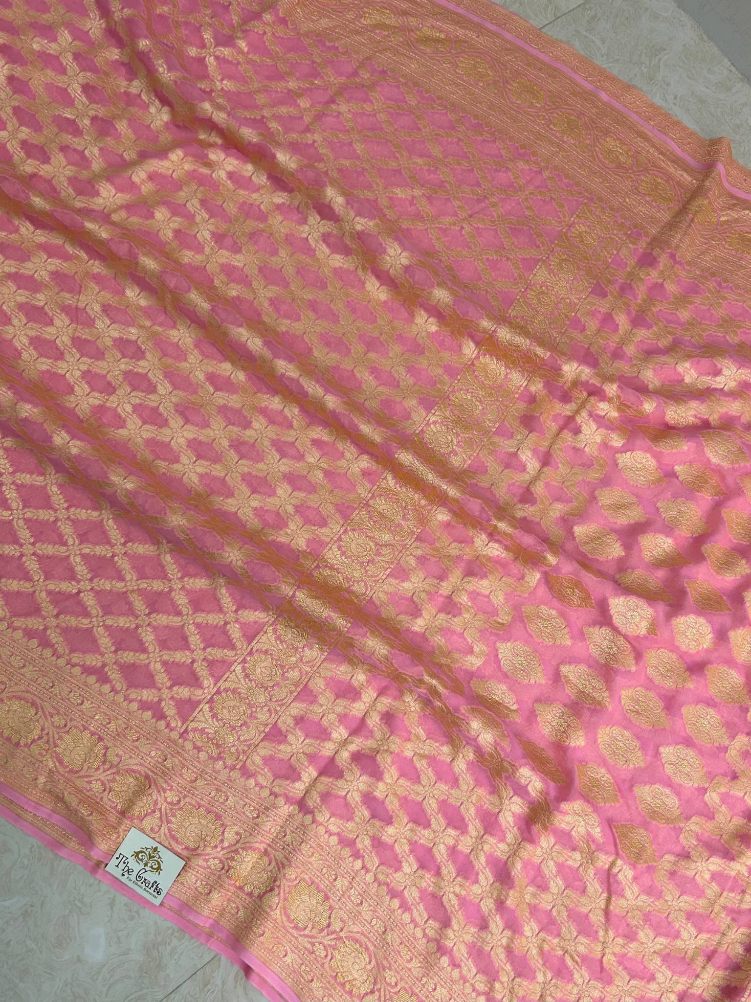 Khaddi Georgette Banarasi Saree - Gold Zari