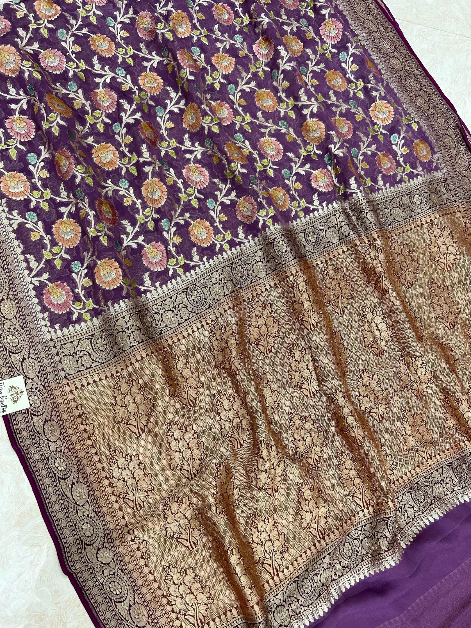 Khaddi Georgette Handloom Banarasi Saree