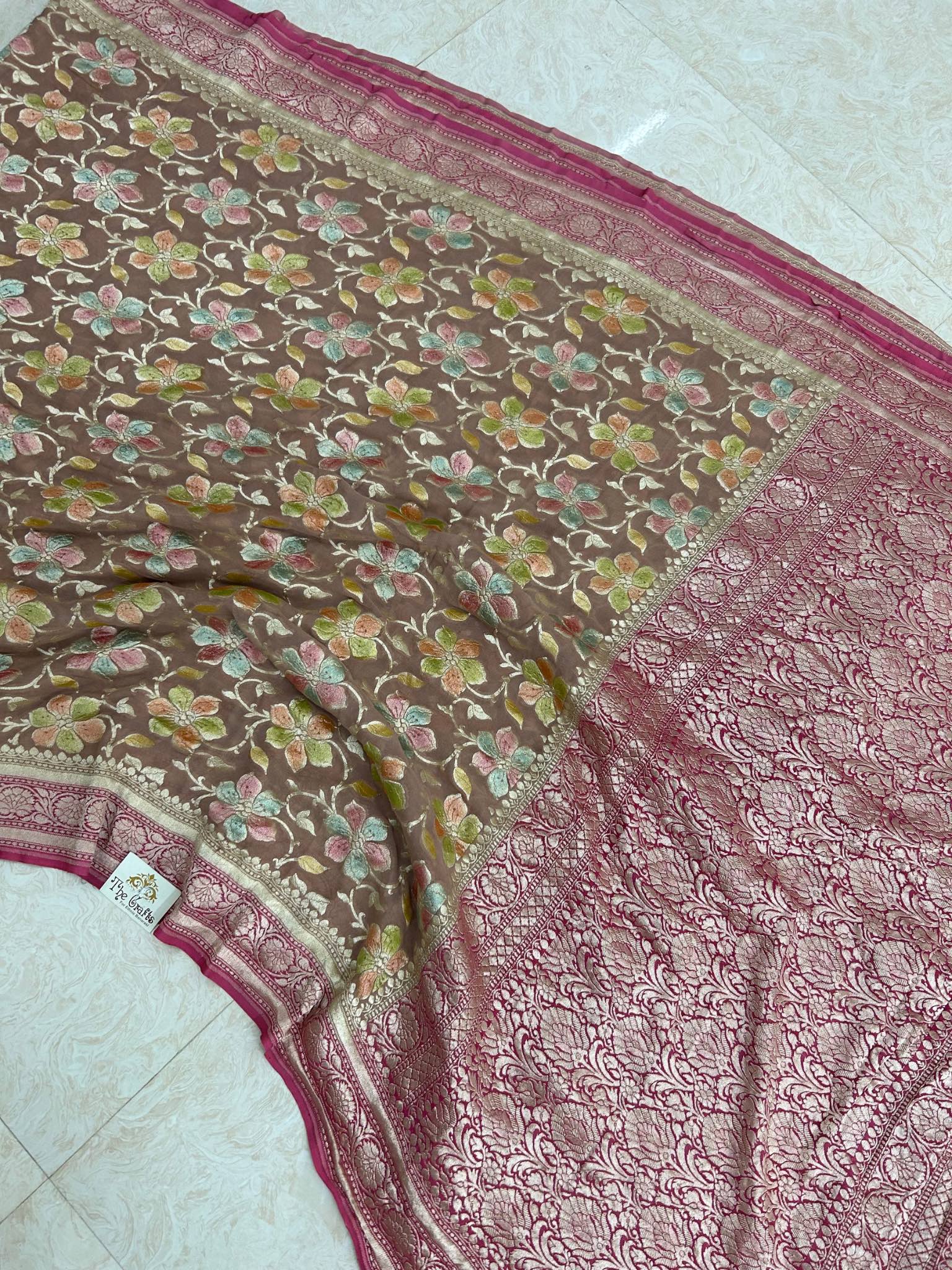 Khaddi Georgette Handloom Banarasi Saree