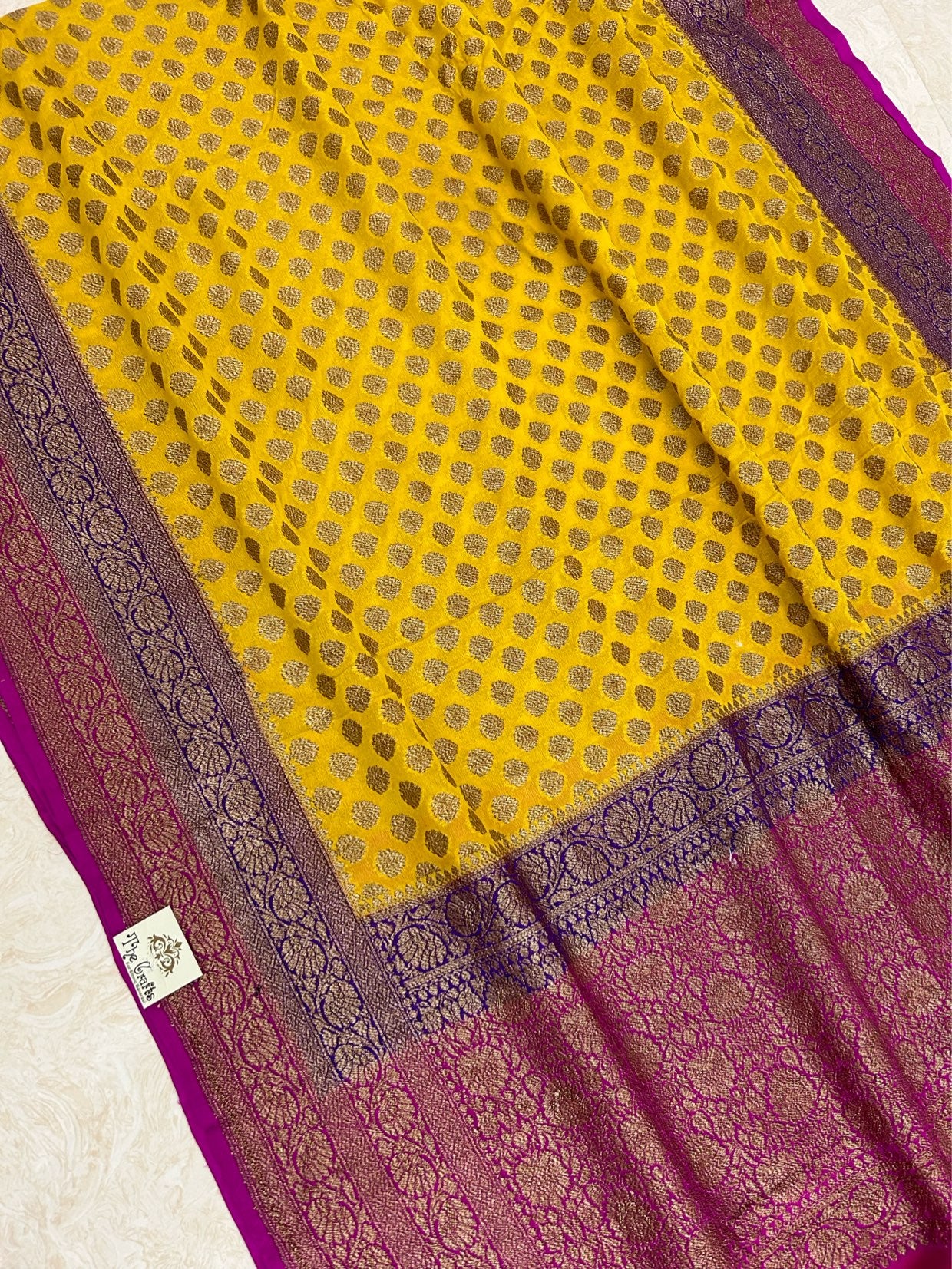 Khaddi Georgette Banarasi Saree - Antique Zari