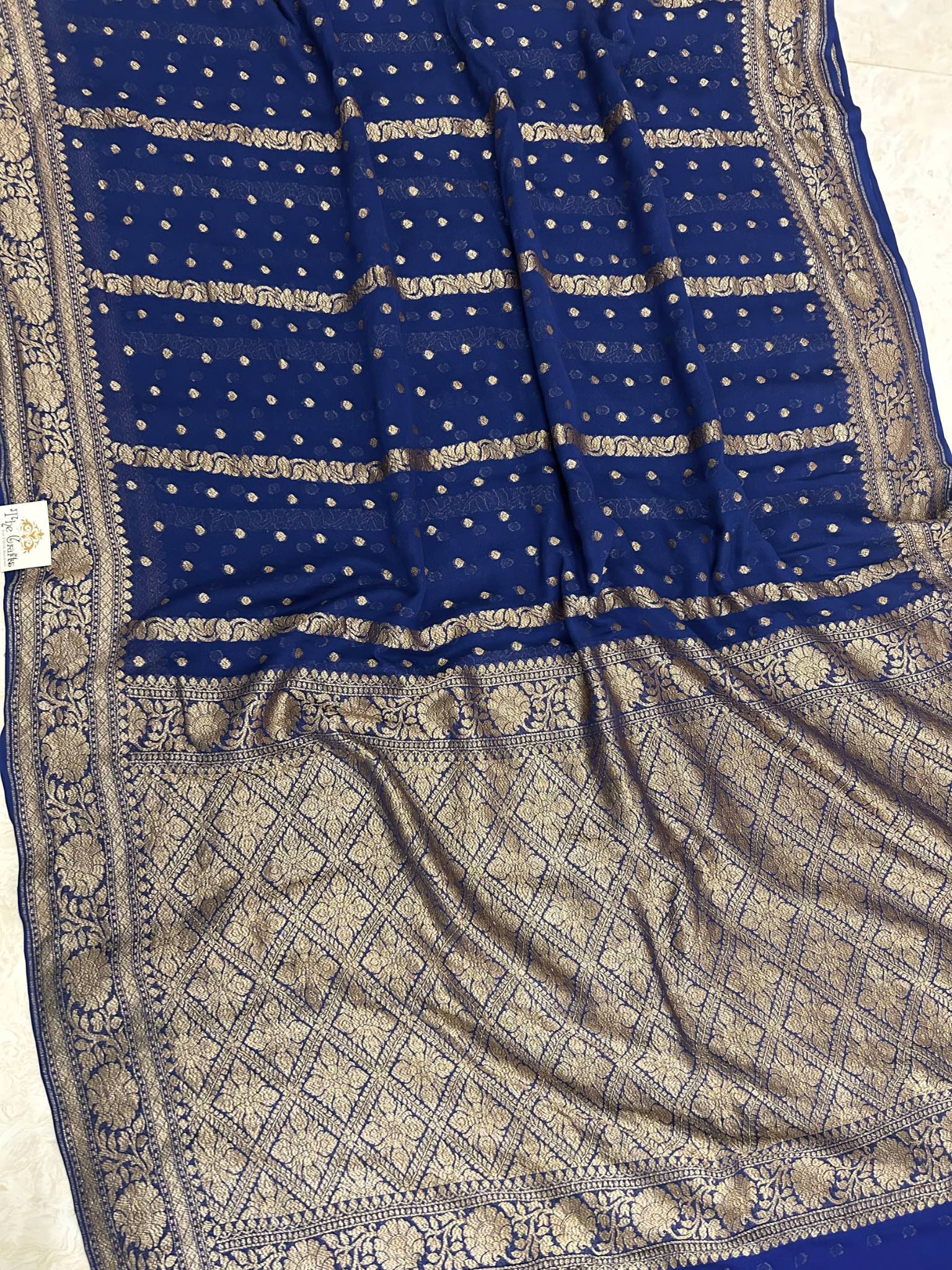 Khaddi Georgette Banarasi Saree - Antique Zari