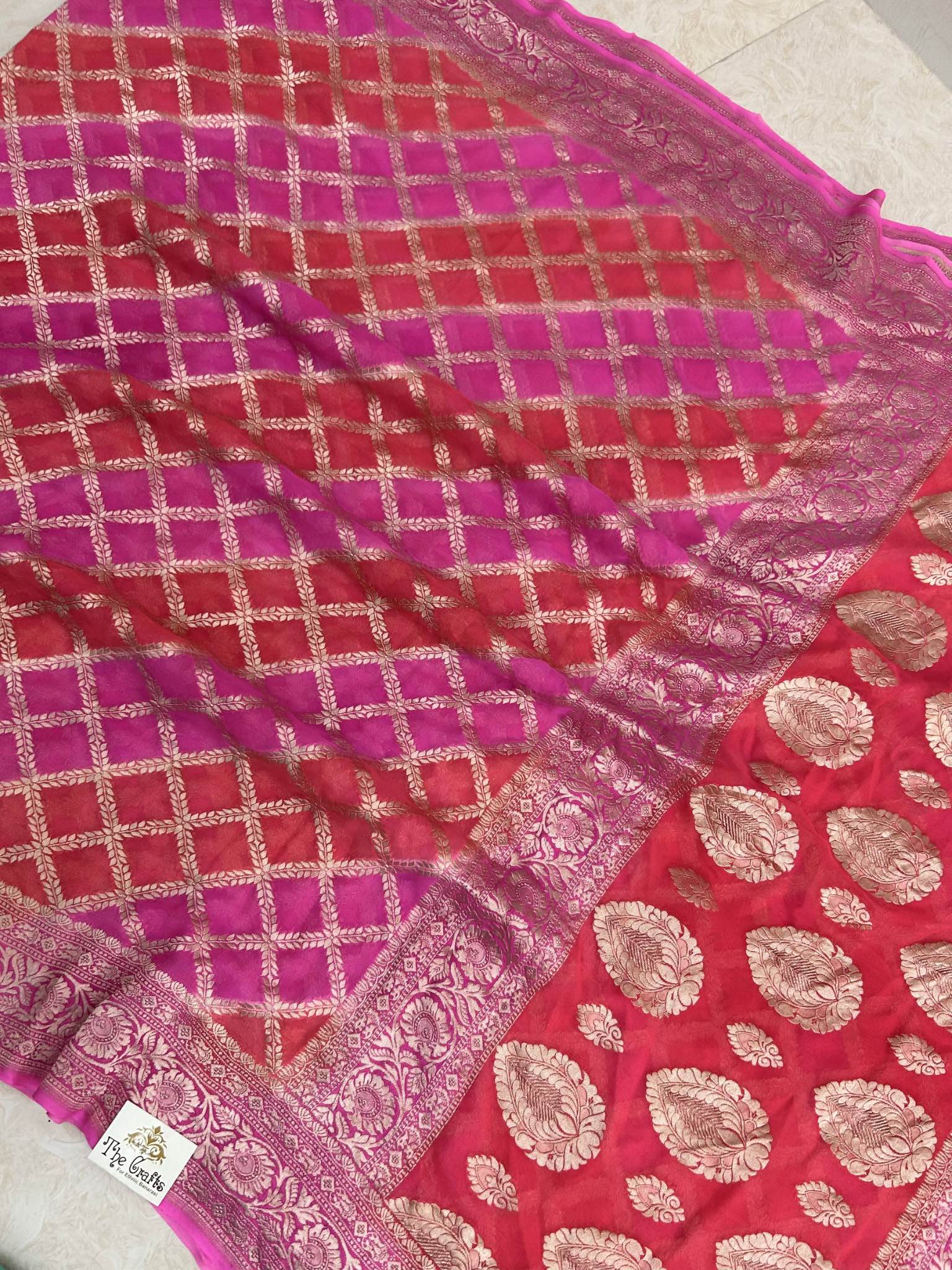 Khaddi Georgette Handloom Banarasi Saree