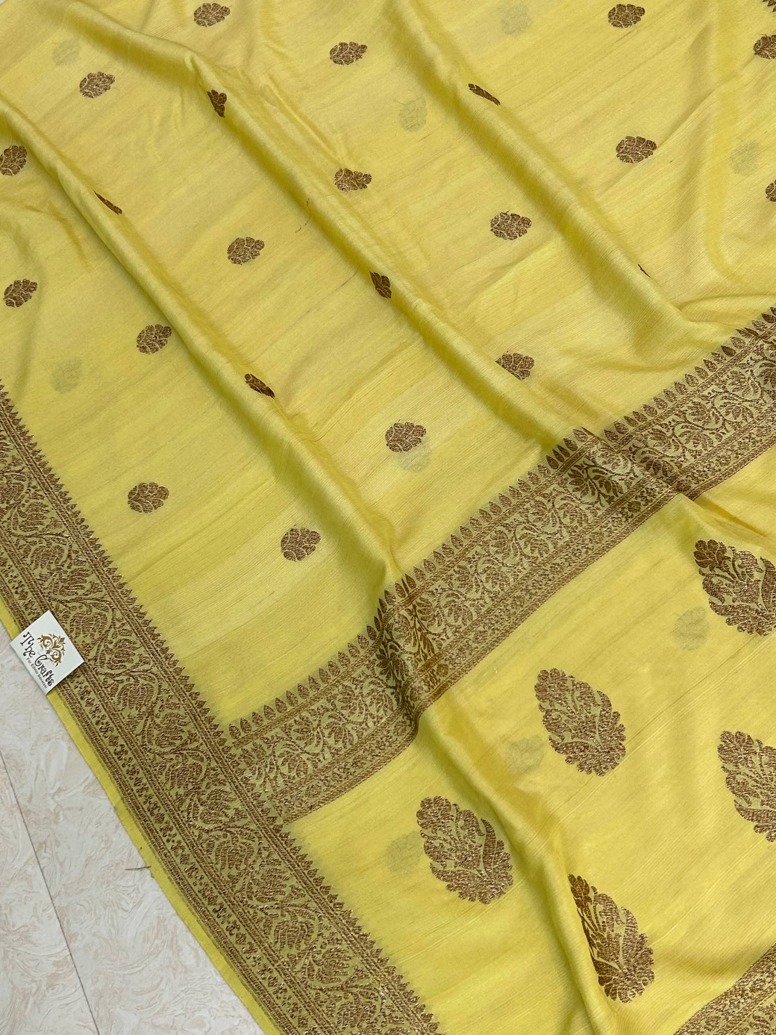 Tussar Georgette Handloom Banarasi Saree - Antique Zari