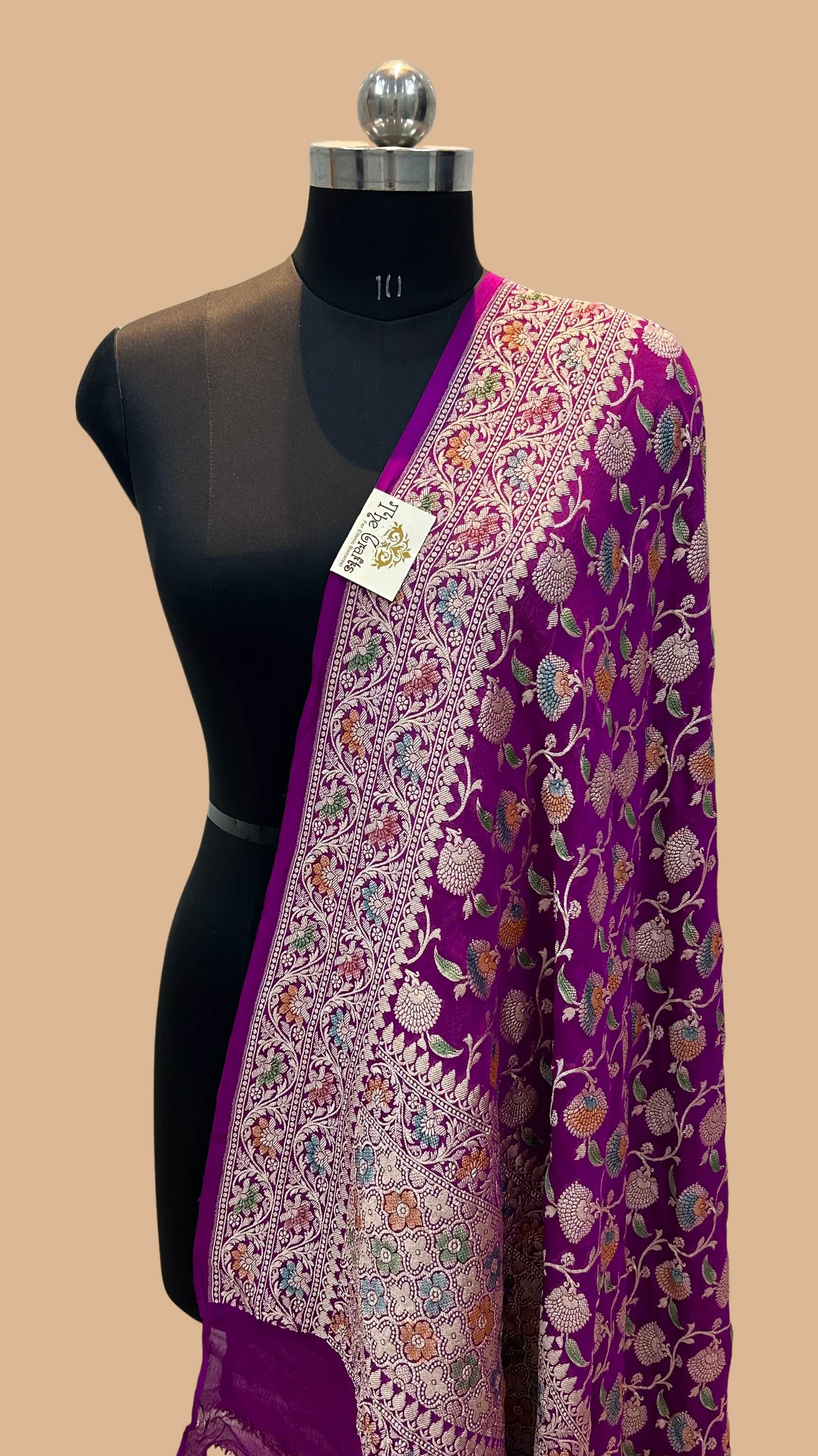 Khaddi Georgette Banarasi Dupatta - Water Zari