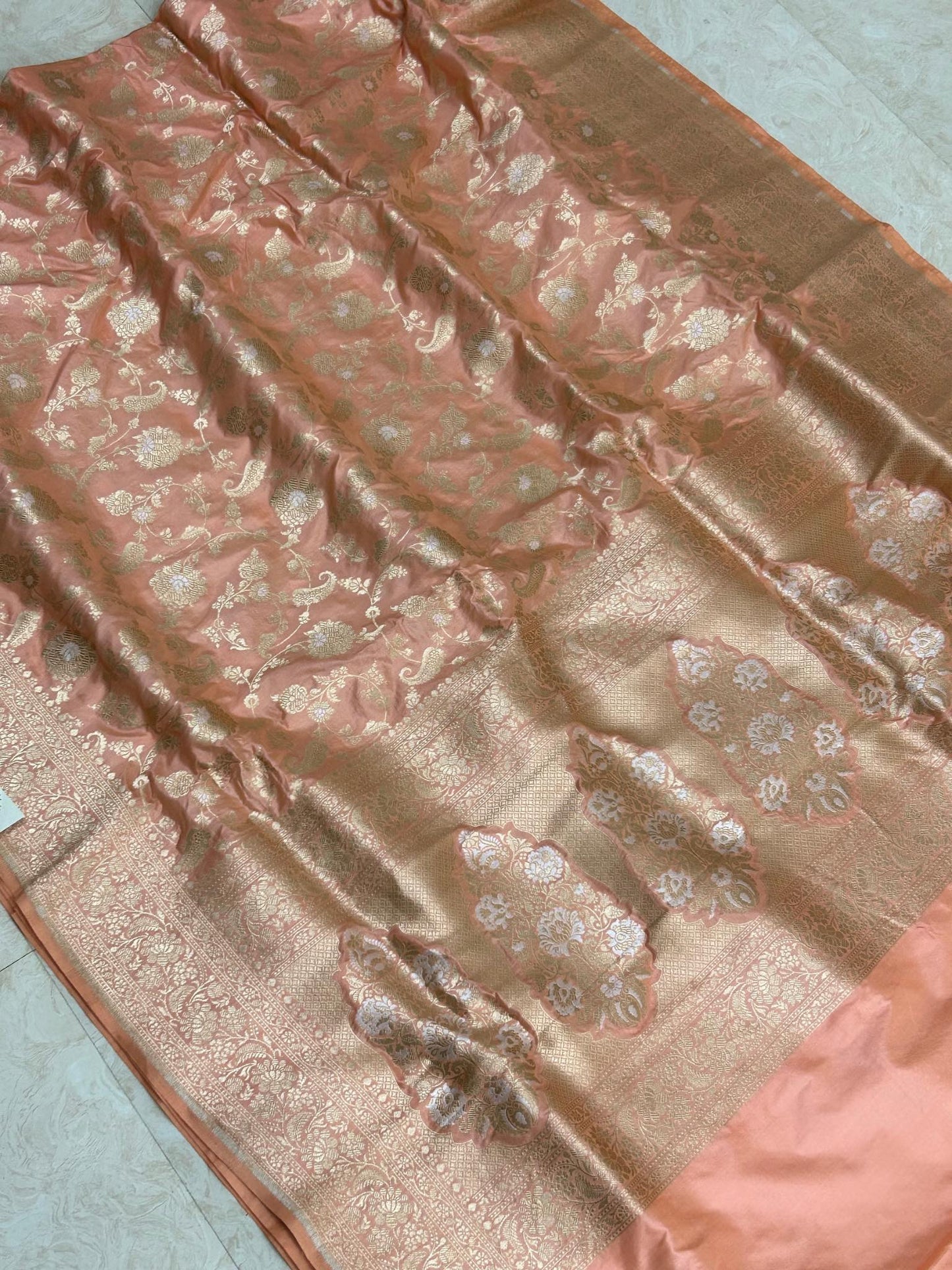 Pure Katan Silk Handloom Banarasi Saree - Sona Roopa Jaal work