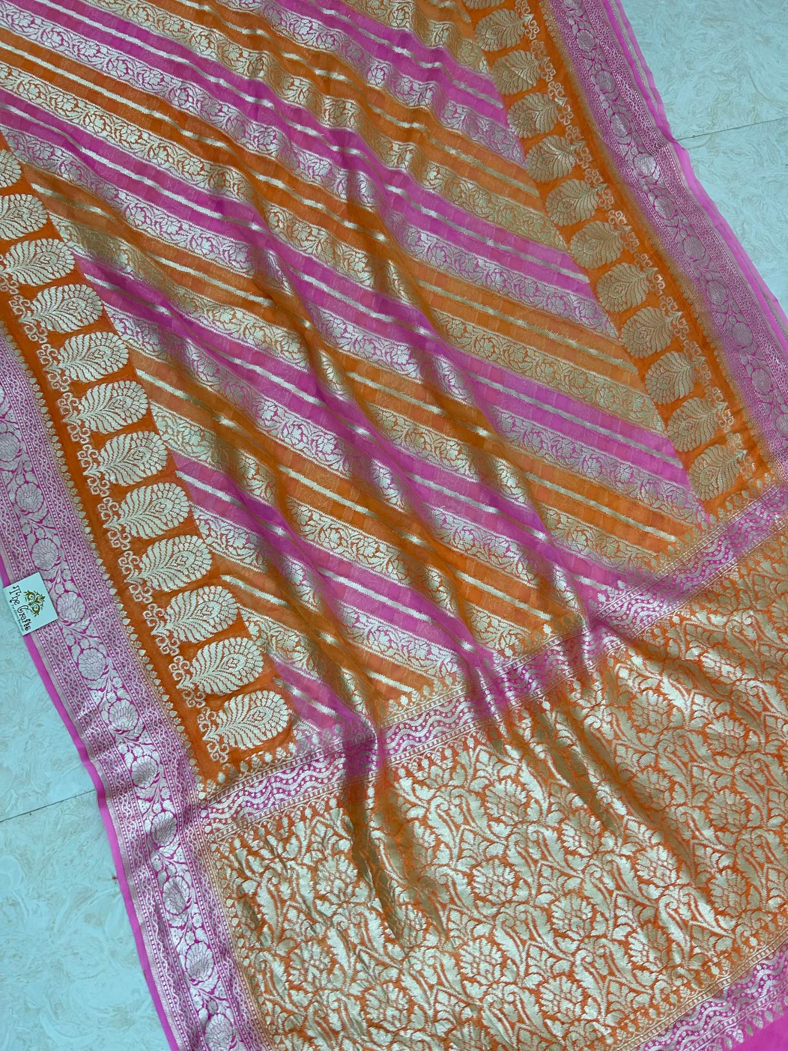 Khaddi Georgette Handloom Banarasi Saree