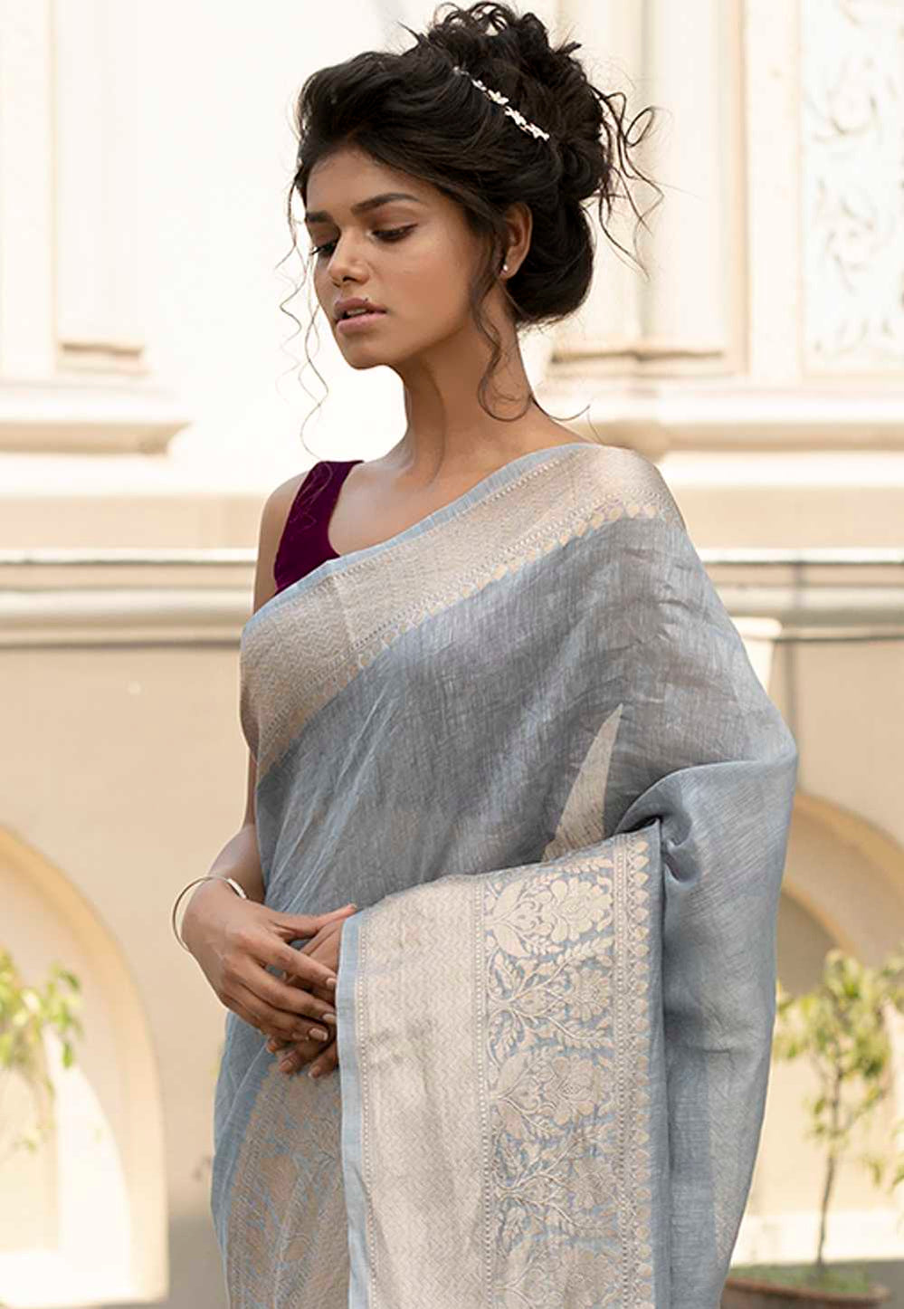 Pure Linen Banarasi Saree