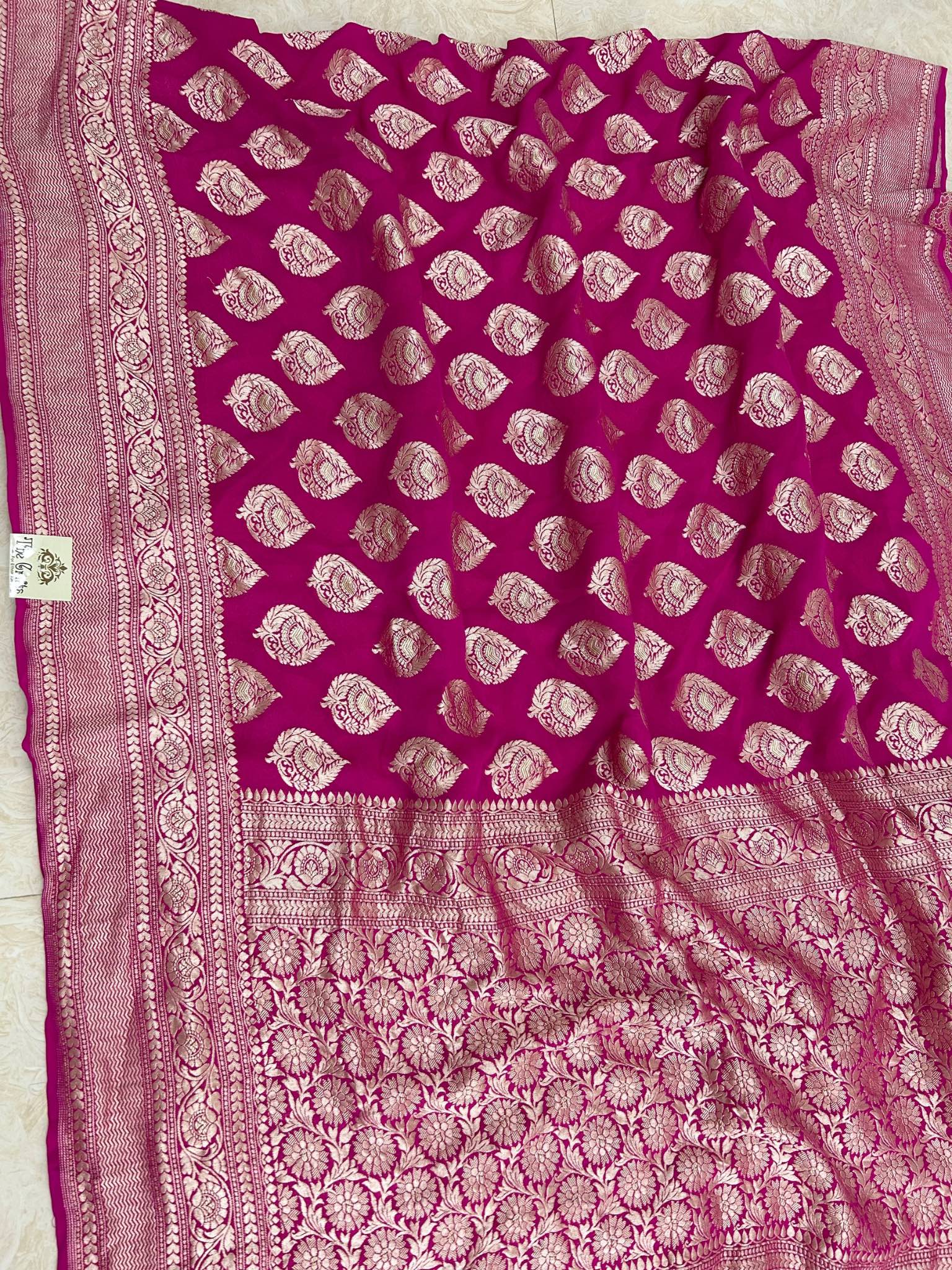 Khaddi Georgette Handloom Banarasi Saree - Water Zari