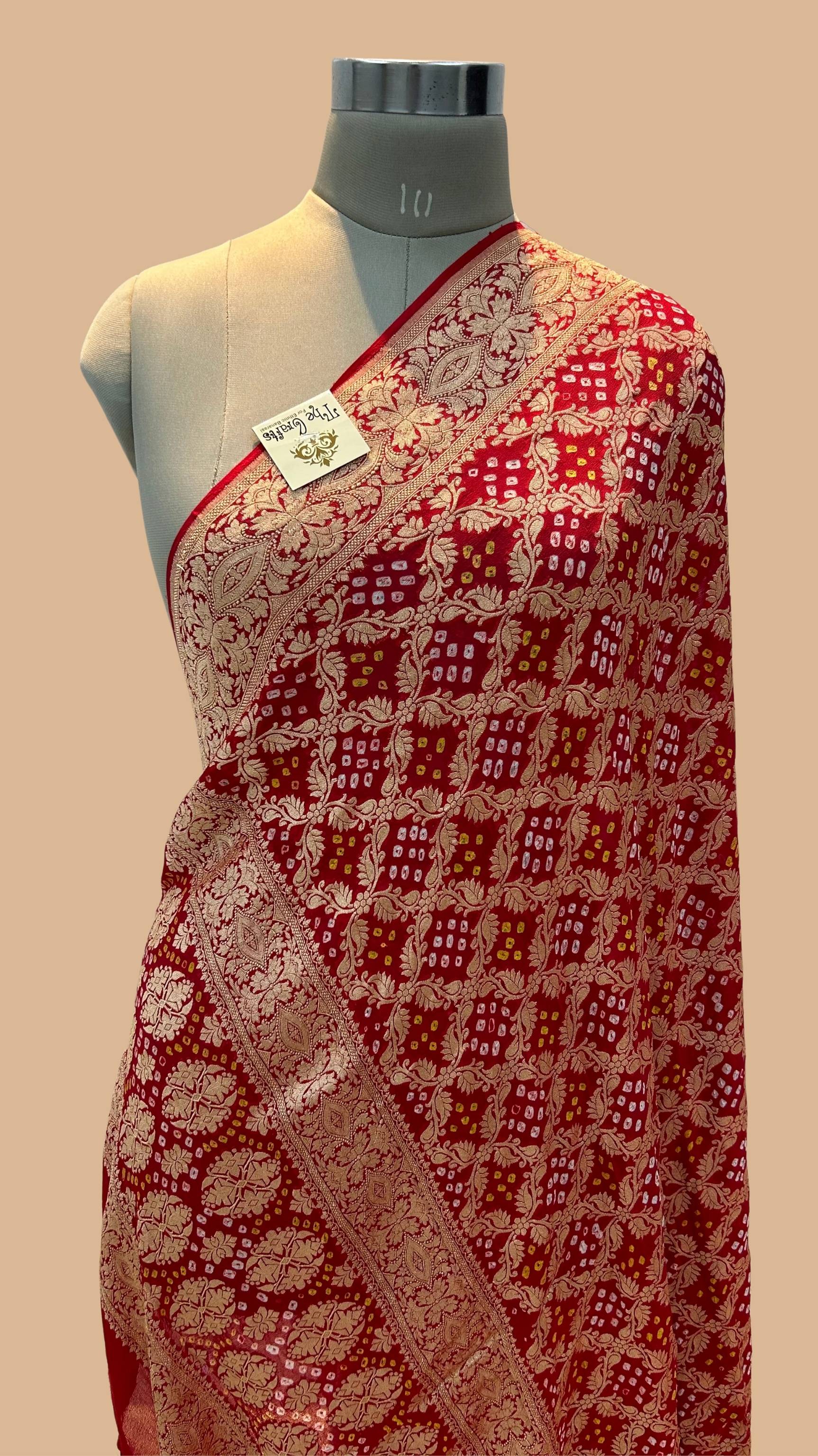 Khaddi Georgette Banarasi Handloom Bandhej Dupatta