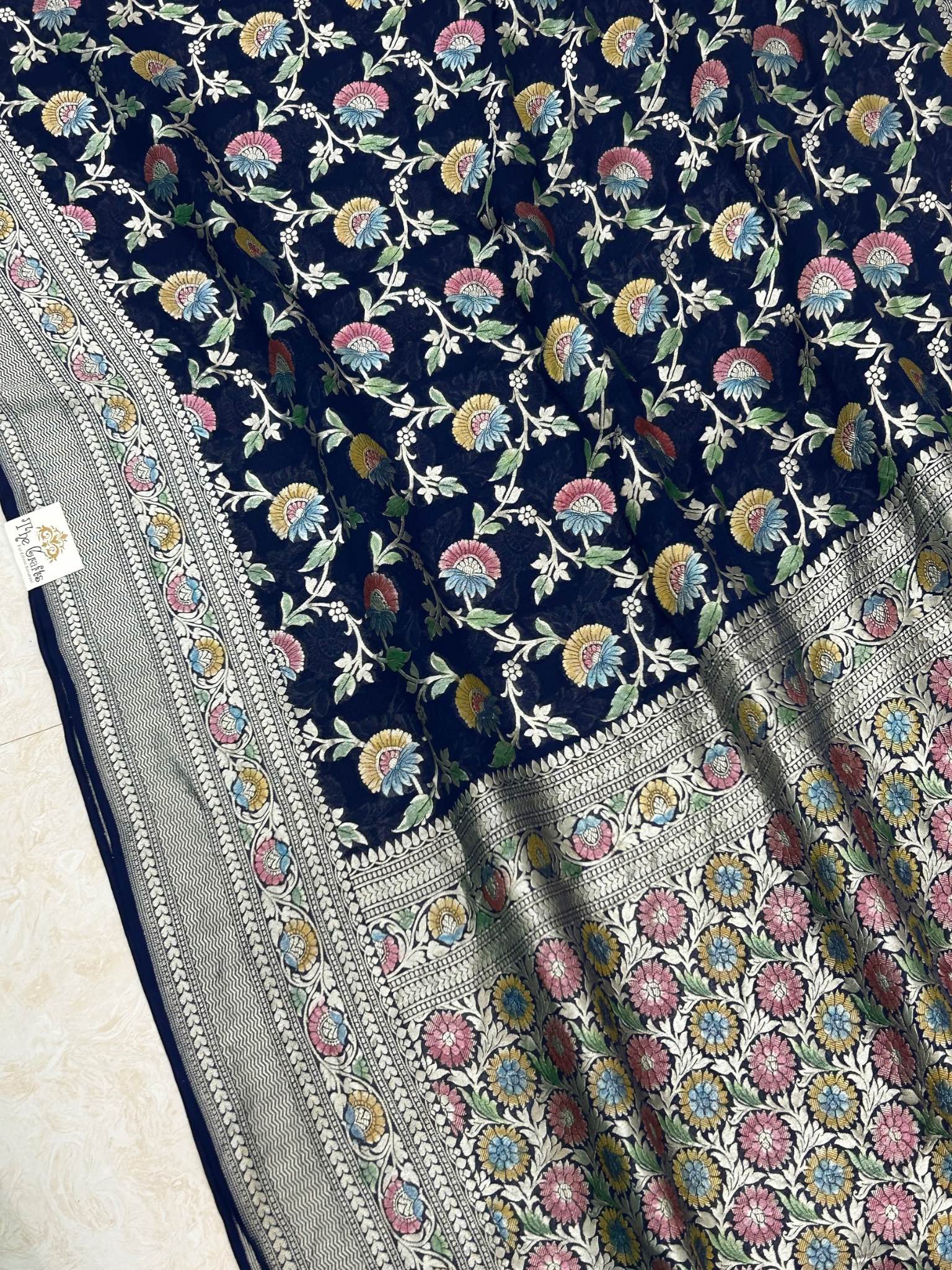 Khaddi Georgette Handloom Banarasi Saree