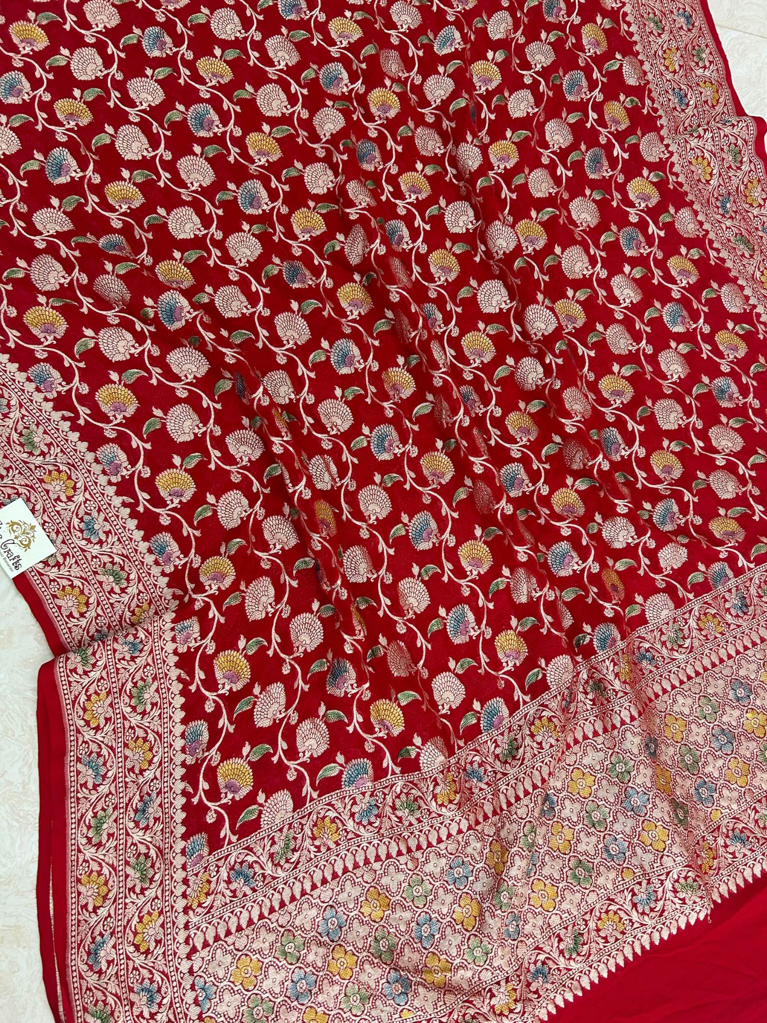 Khaddi Georgette Banarasi Dupatta - Water Zari