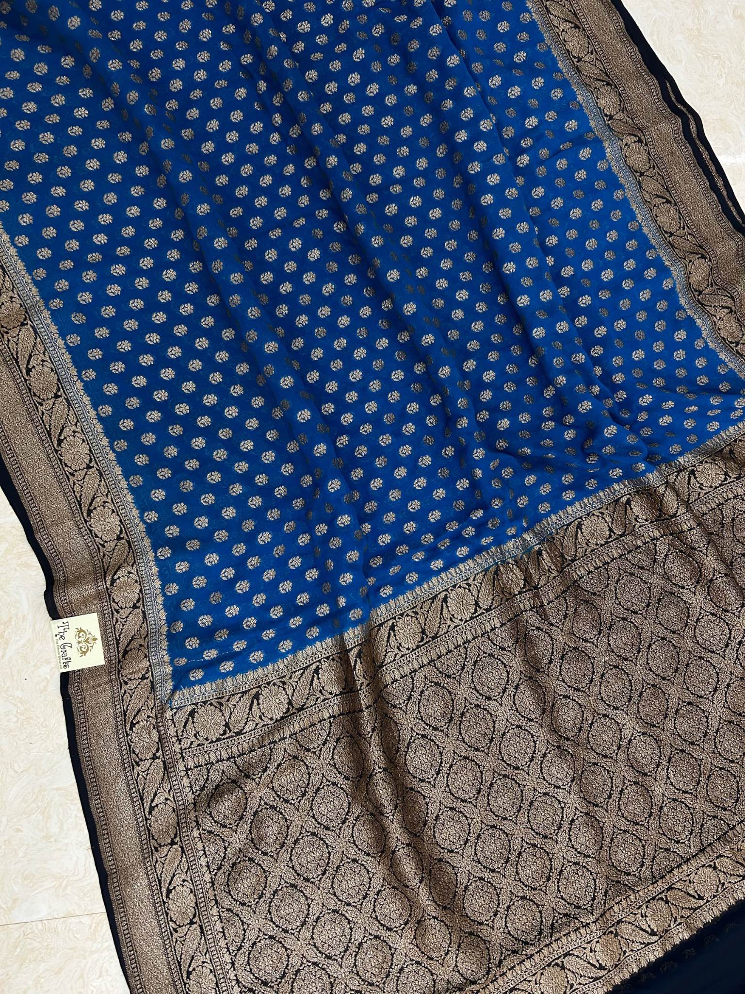 Khaddi Georgette Banarasi Saree - Antique Zari