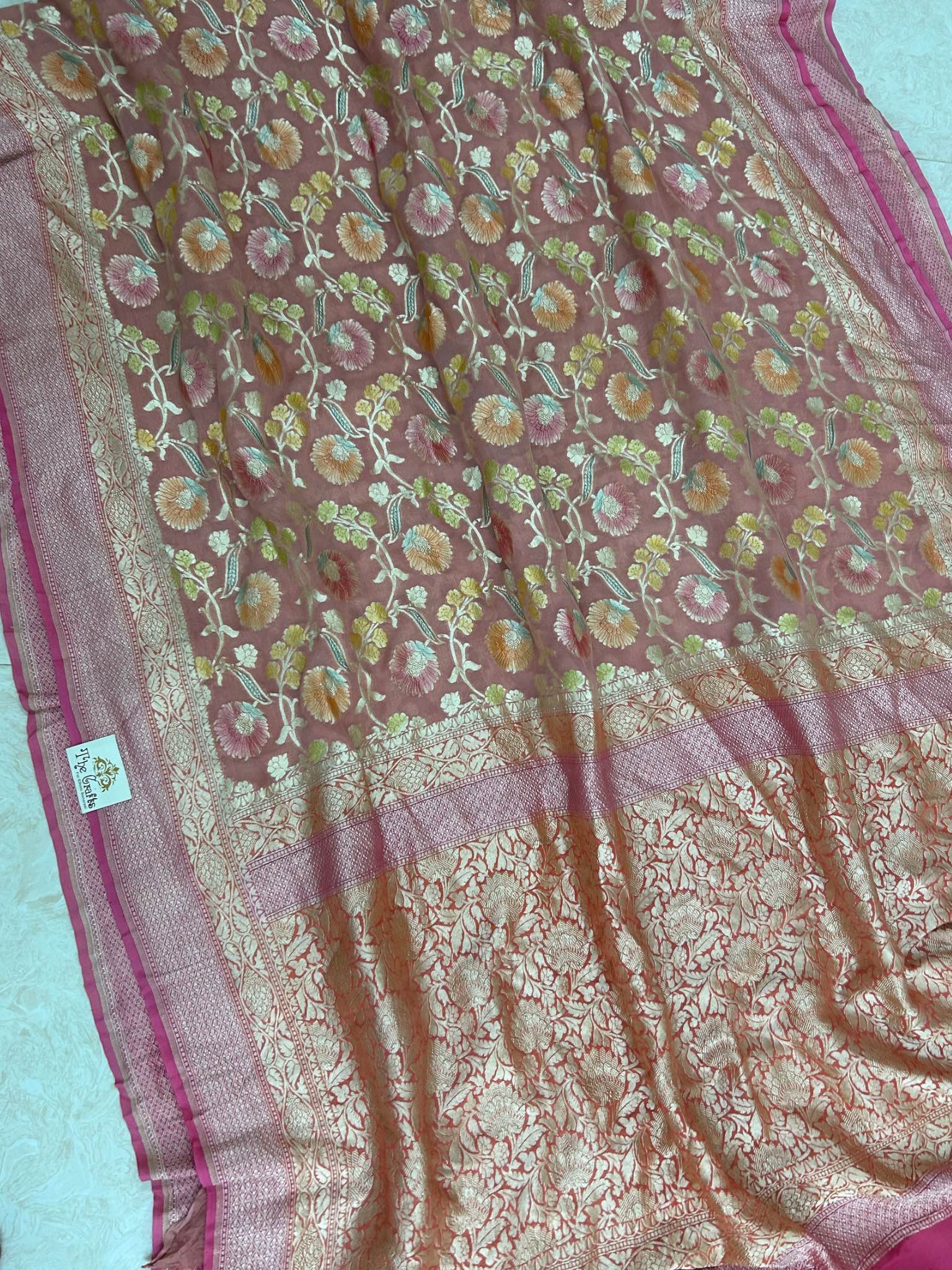 Khaddi Georgette Handloom Banarasi Saree