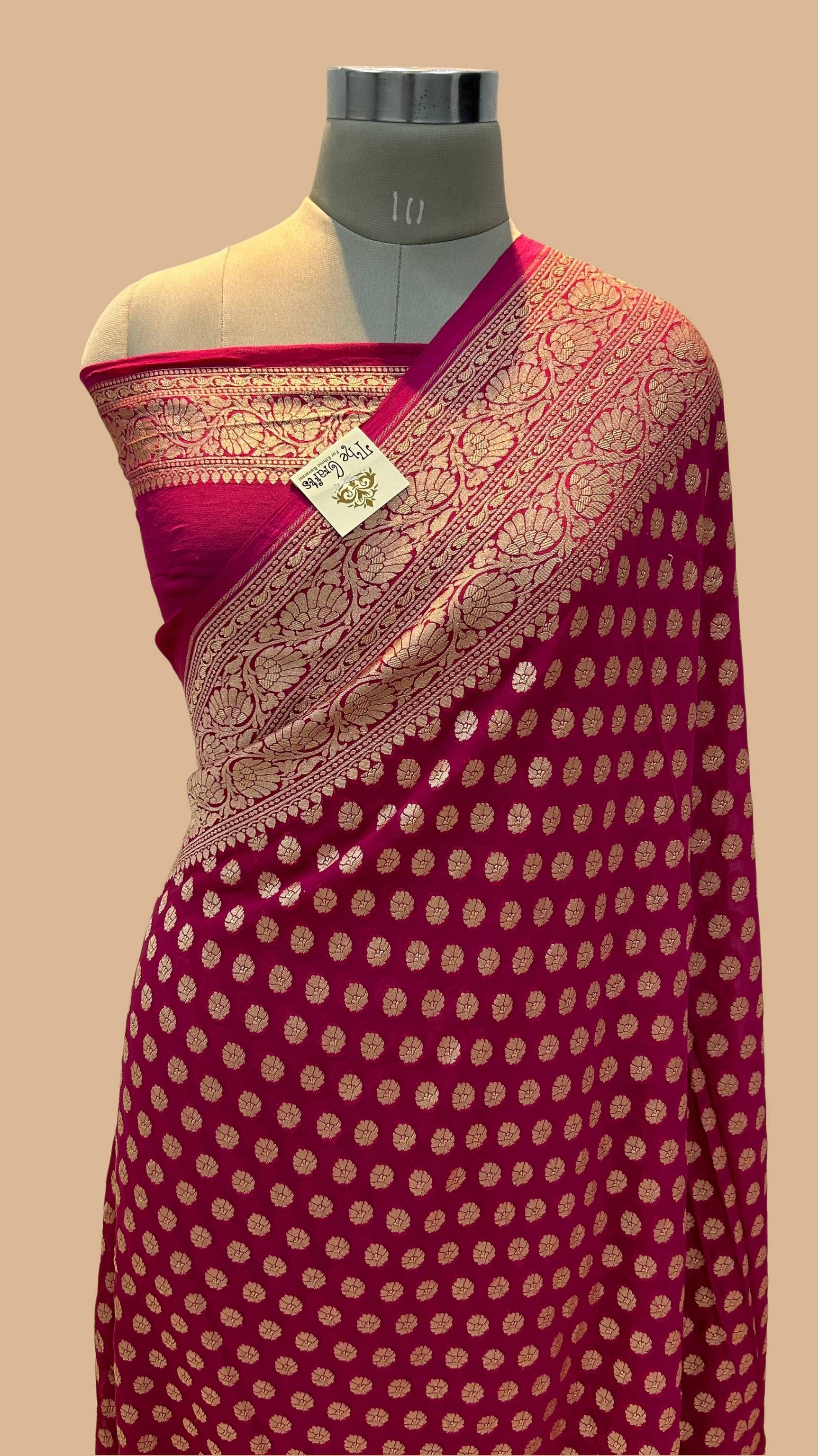 Khaddi Georgette Banarasi Saree - Gold Zari