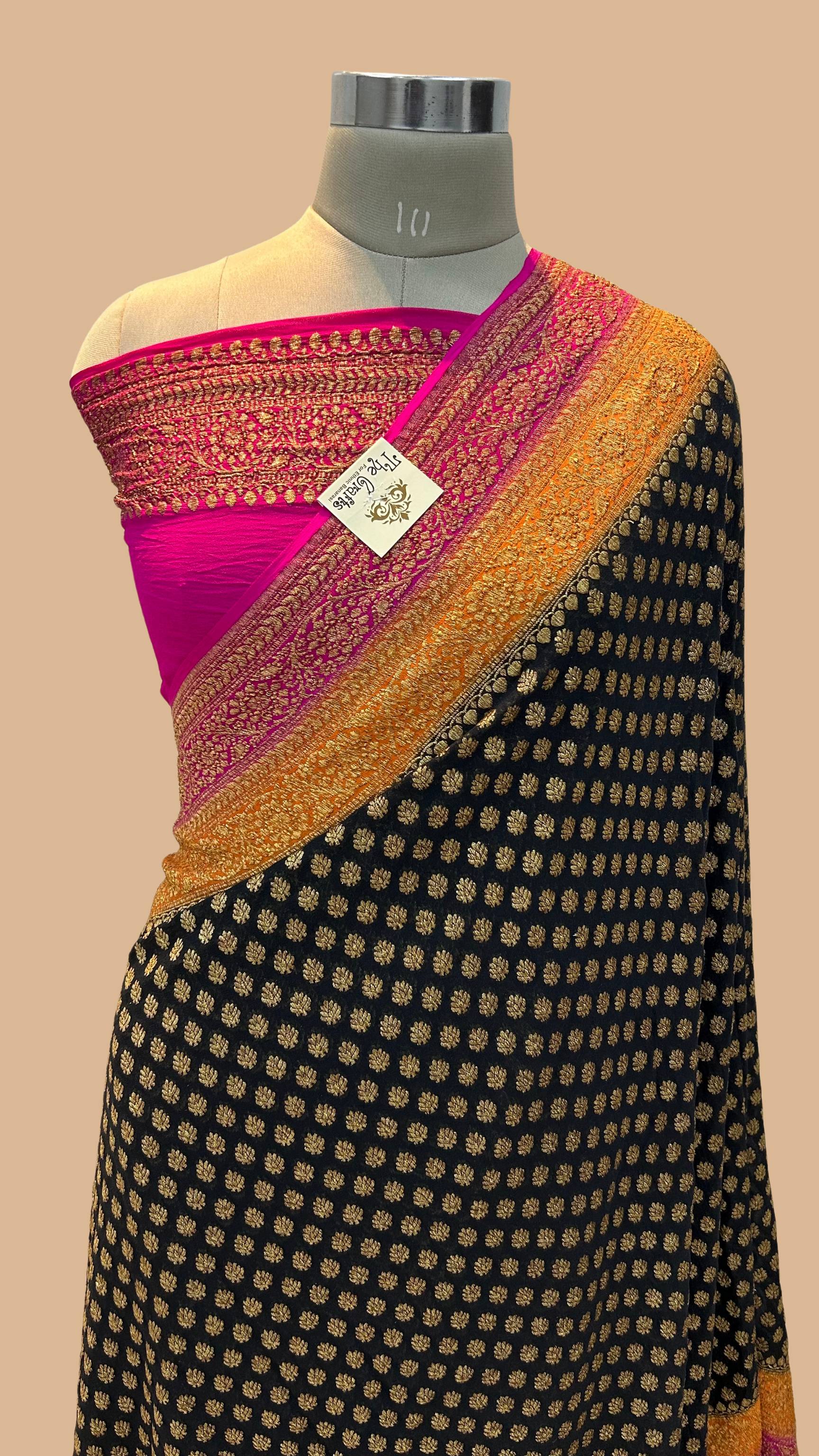 Khaddi Georgette Banarasi Saree - Antique Zari