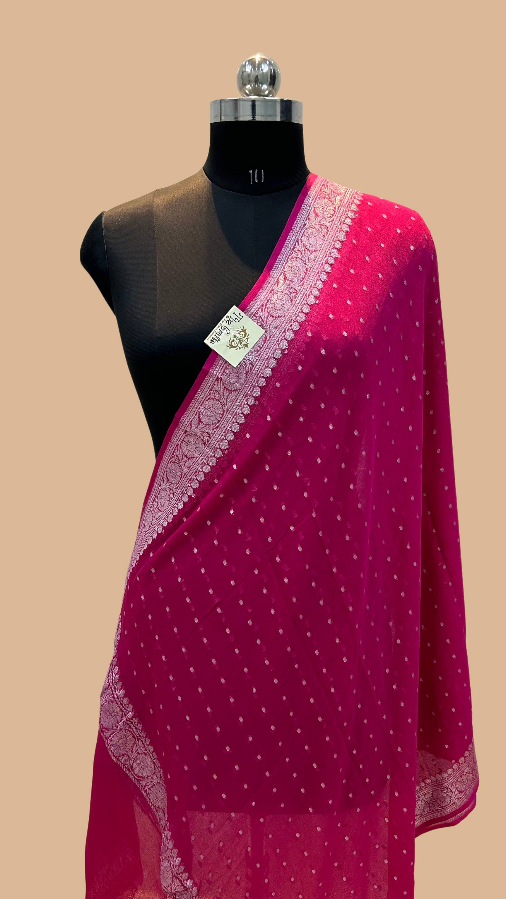 Pure Georgette Banarasi Dupatta - silver zari