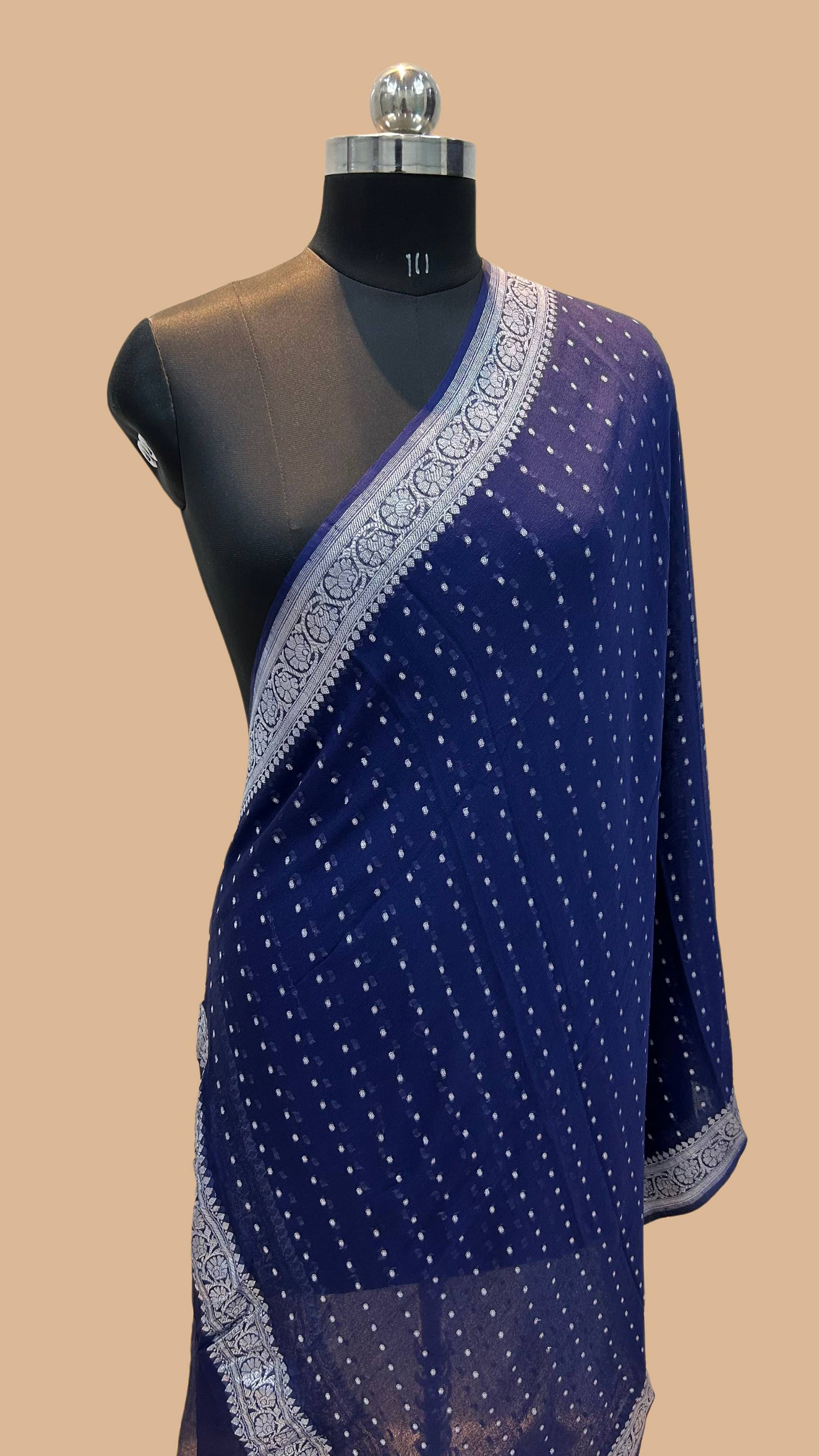 Pure Georgette Banarasi Dupatta - silver zari