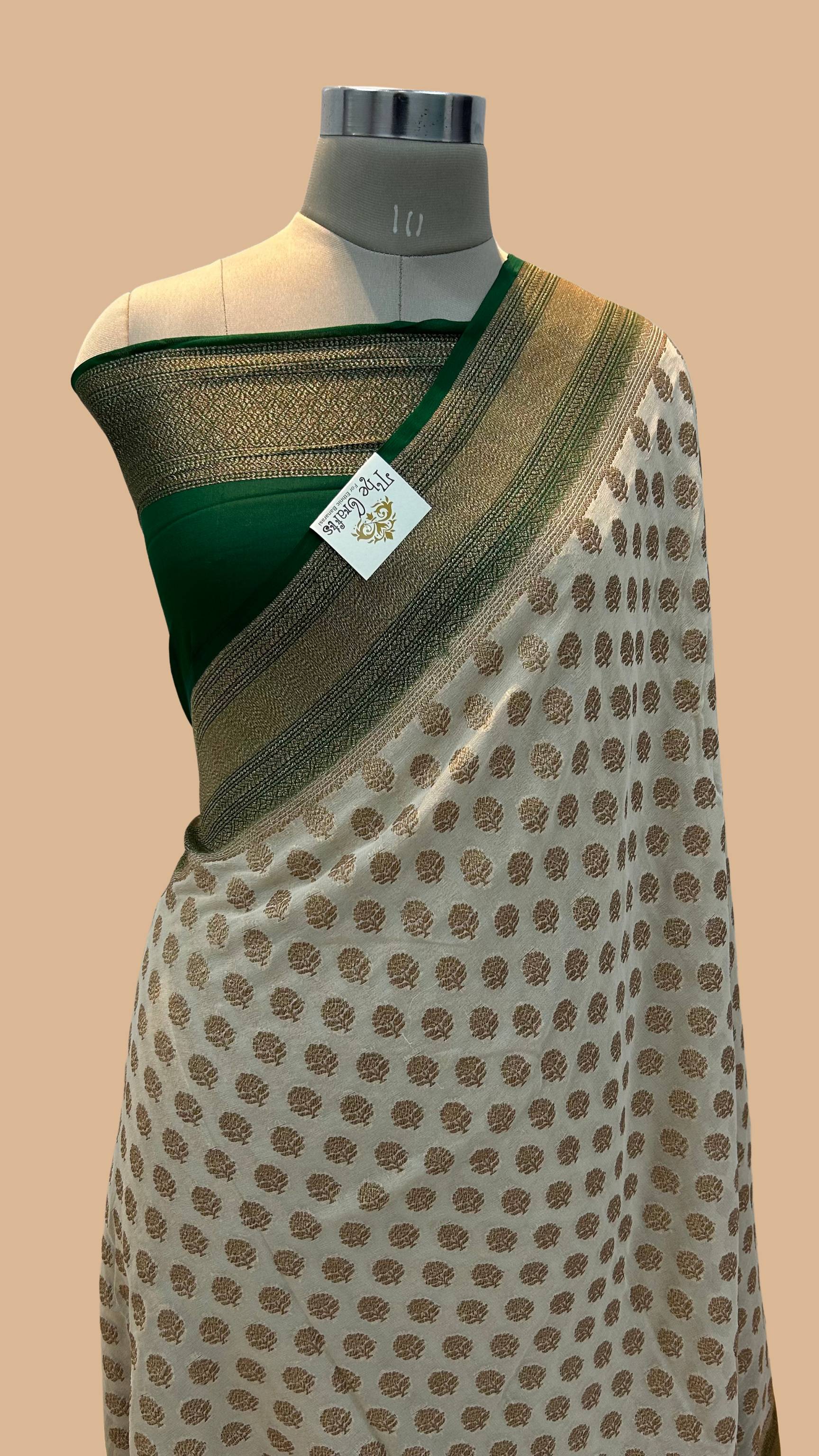 Khaddi Georgette Banarasi Saree - Antique Zari