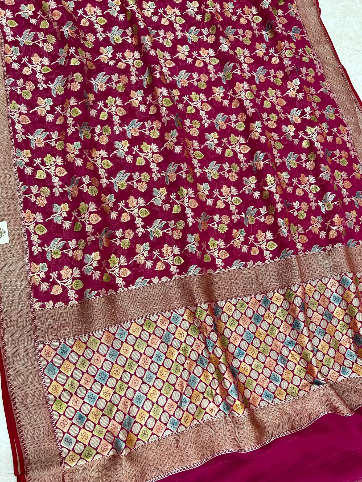 Khaddi Georgette Handloom Banarasi Saree