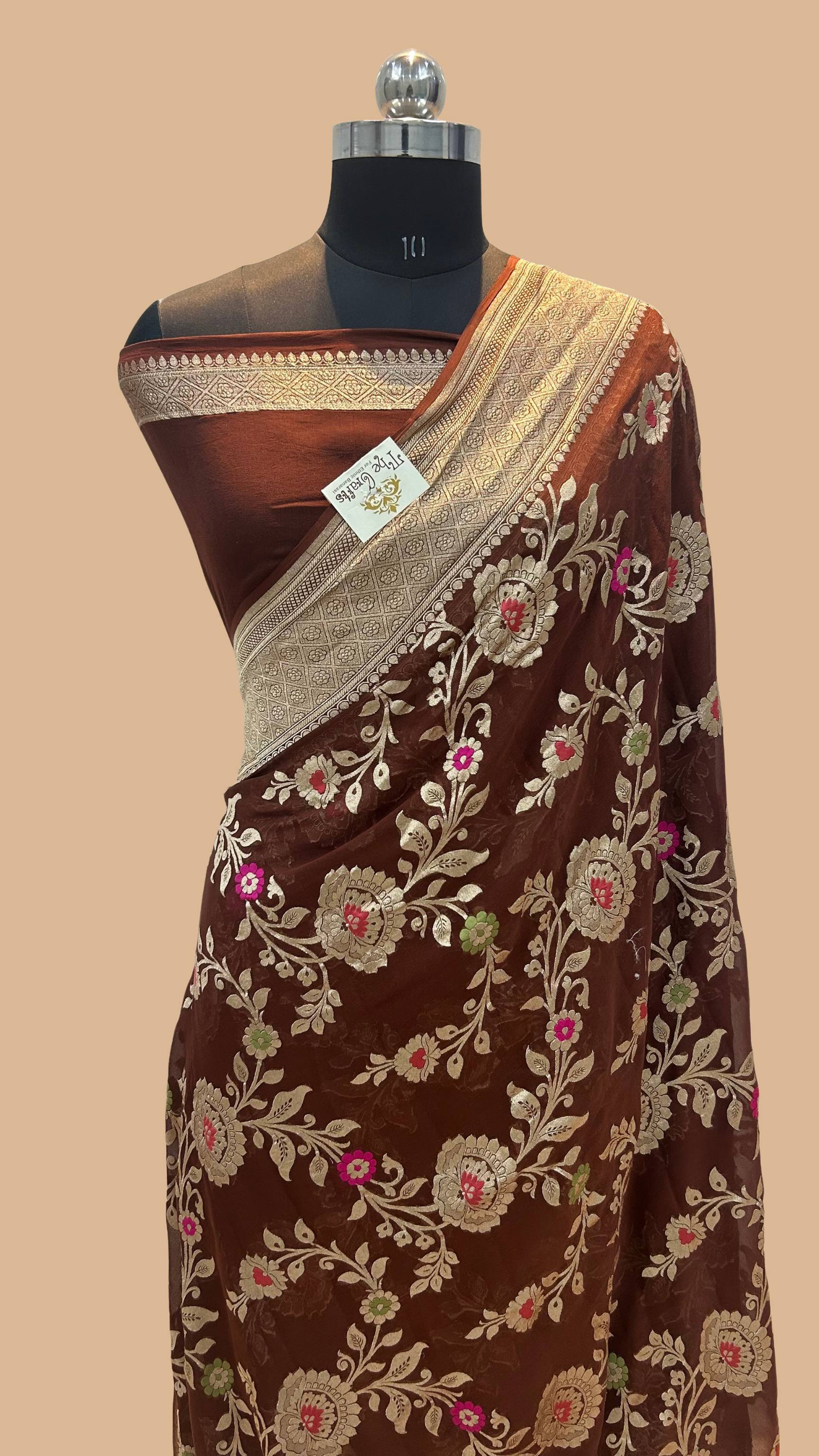 Khaddi Georgette Handloom Banarasi Saree - Meenakari