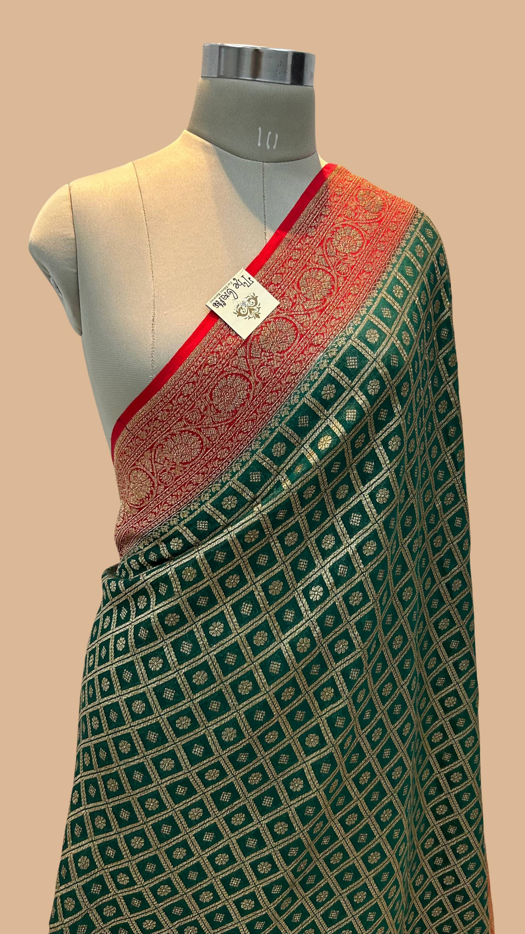 Khaddi Georgette Banarasi Saree - Antique Zari