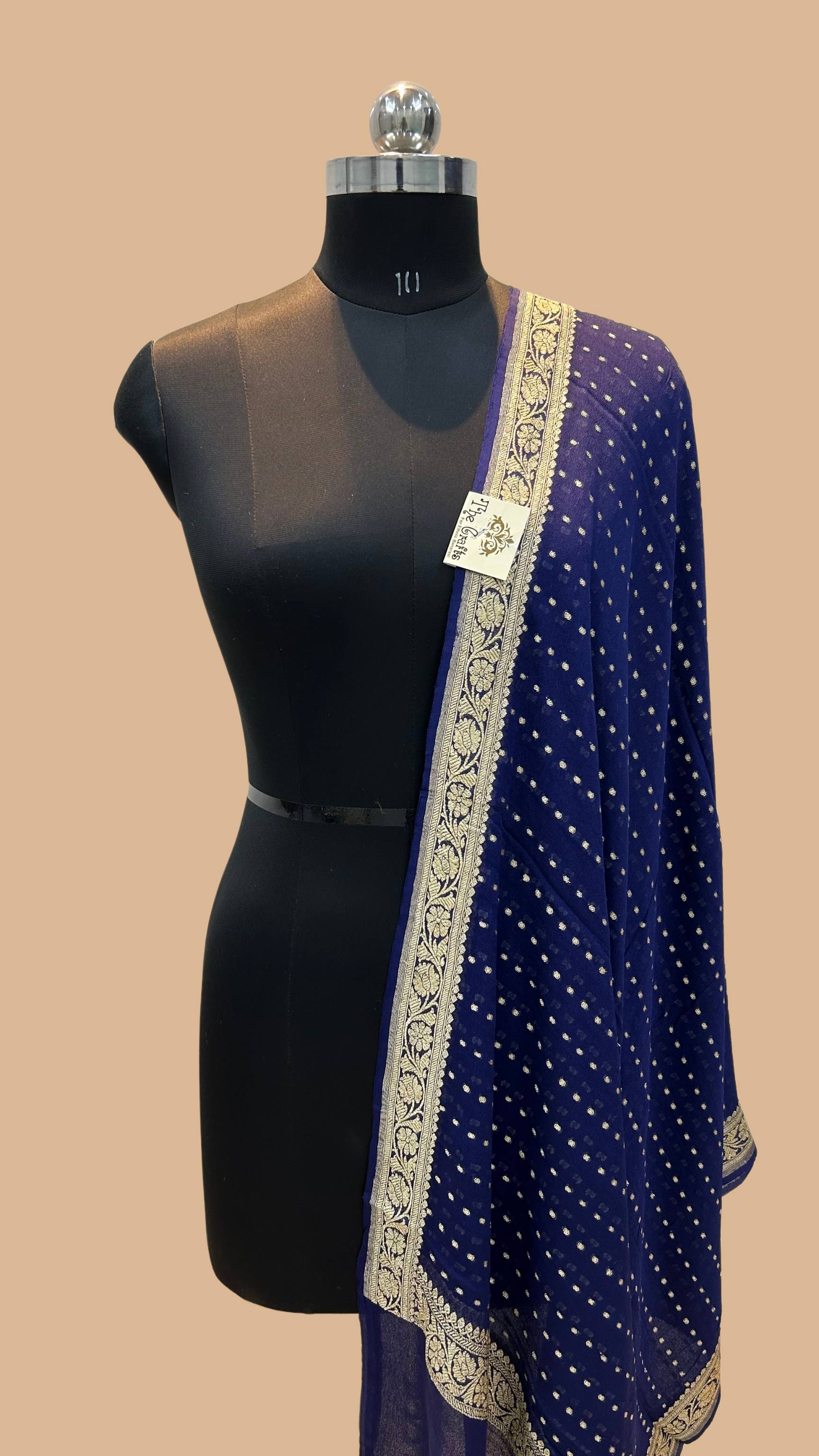 Pure Georgette Banarasi Dupatta - gold zari